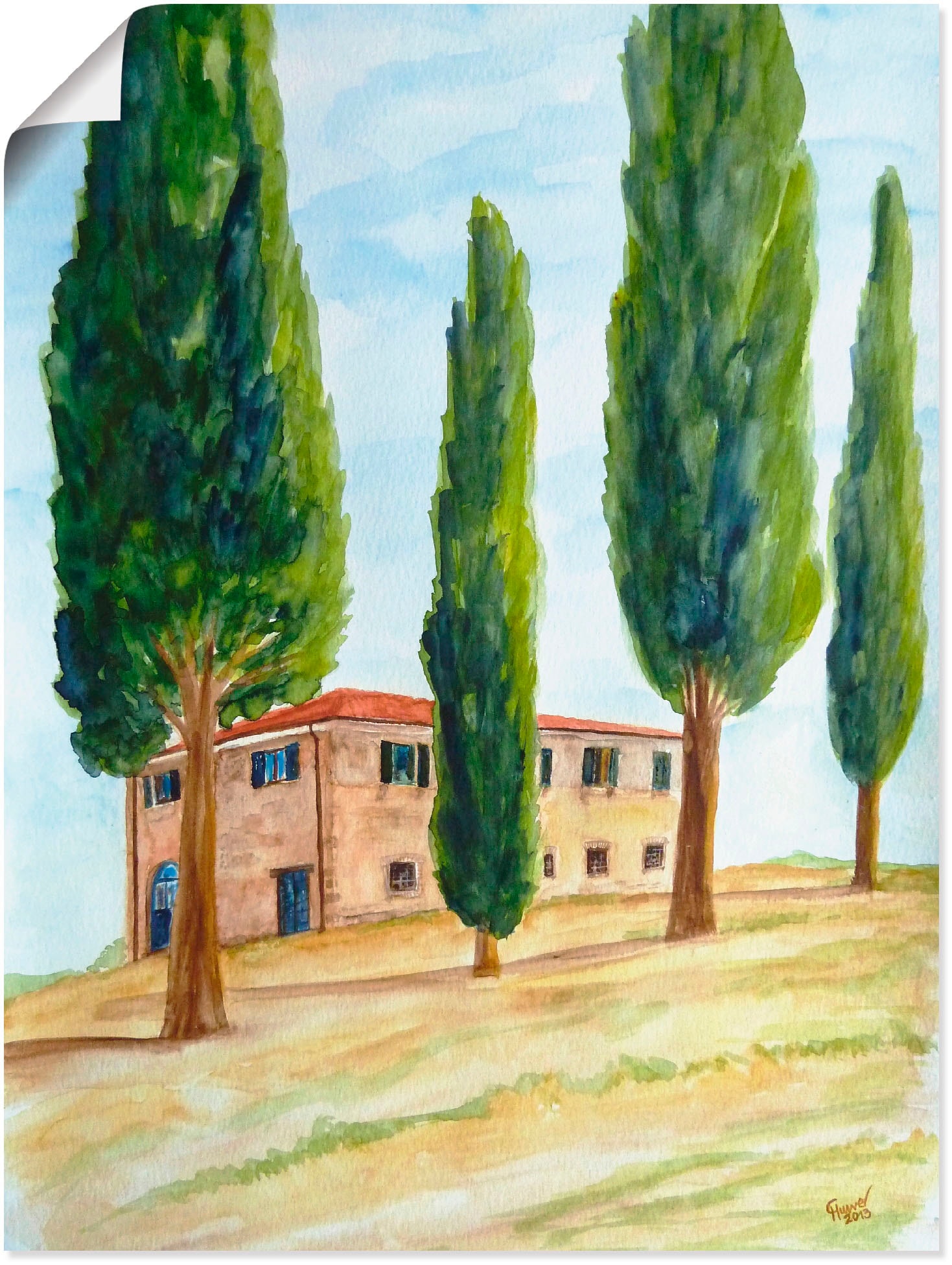 Artland Wandbild »Landhaus in der Toskana«, Europa, (1 St.), als  Leinwandbild, Wandaufkleber oder Poster in versch. Größen kaufen | BAUR
