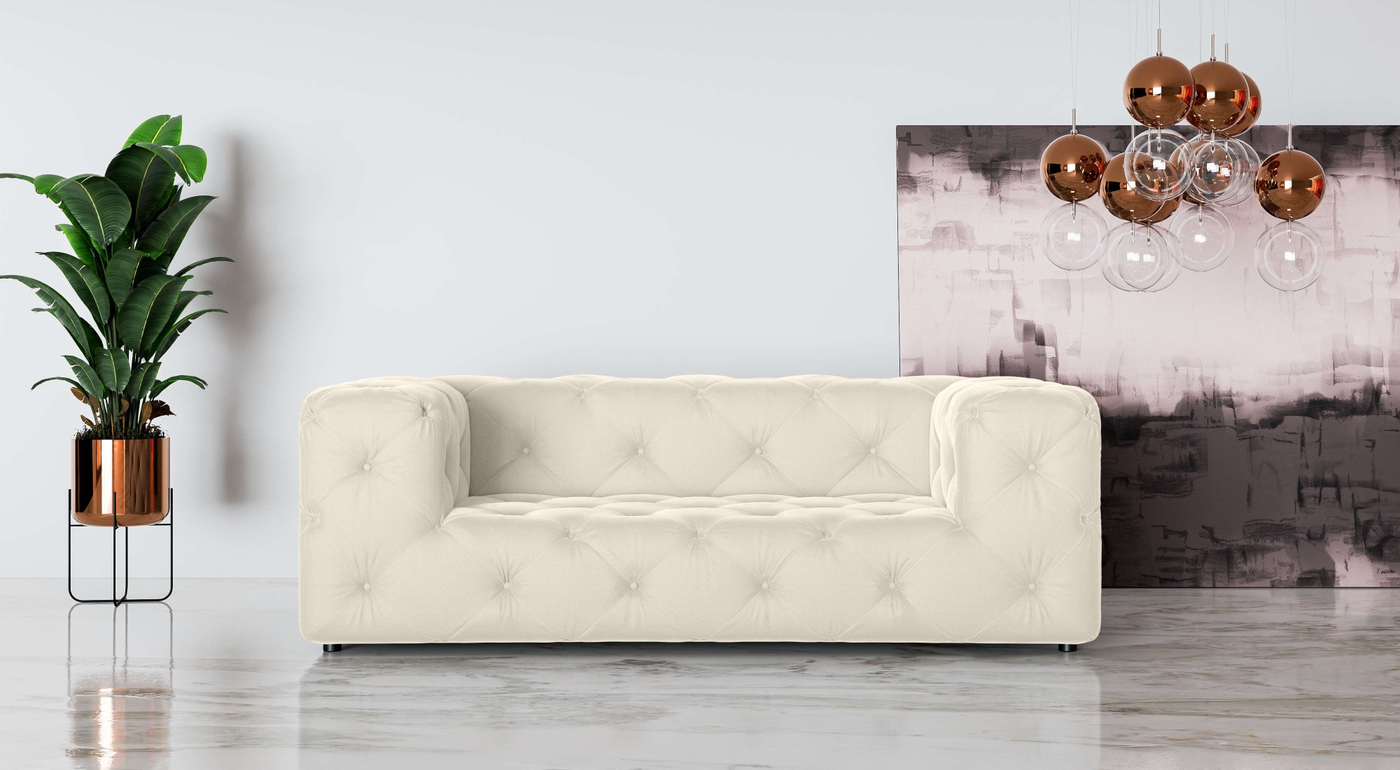 Places of Style 2-Sitzer »FOLLINA«, 2-Sitzer Sofa mit klassischer Chesterfield-Knopfheftung
