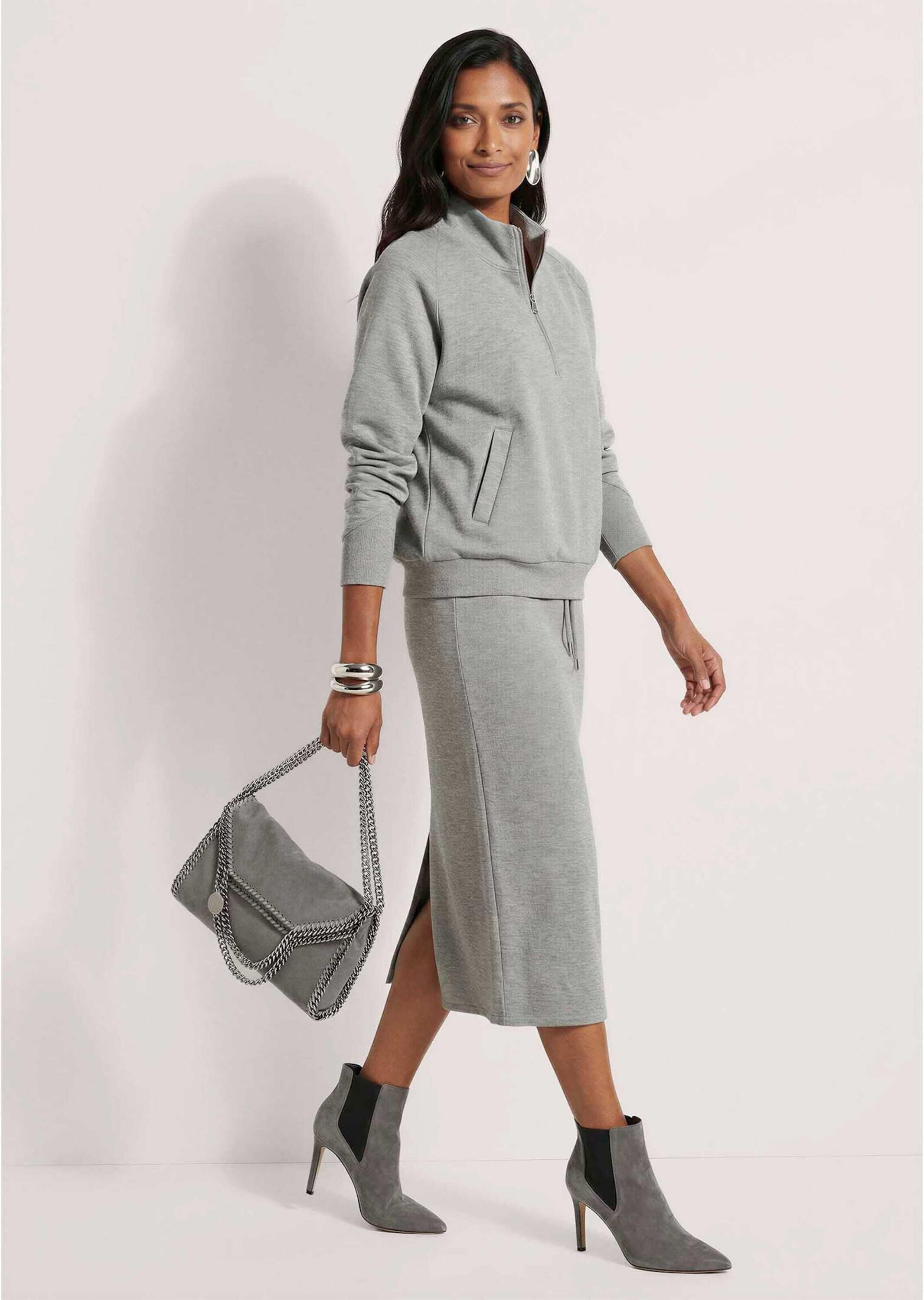 MADELEINE Langarmshirt »Shirt Sweatshirt mit Stehkragen & Zipper«