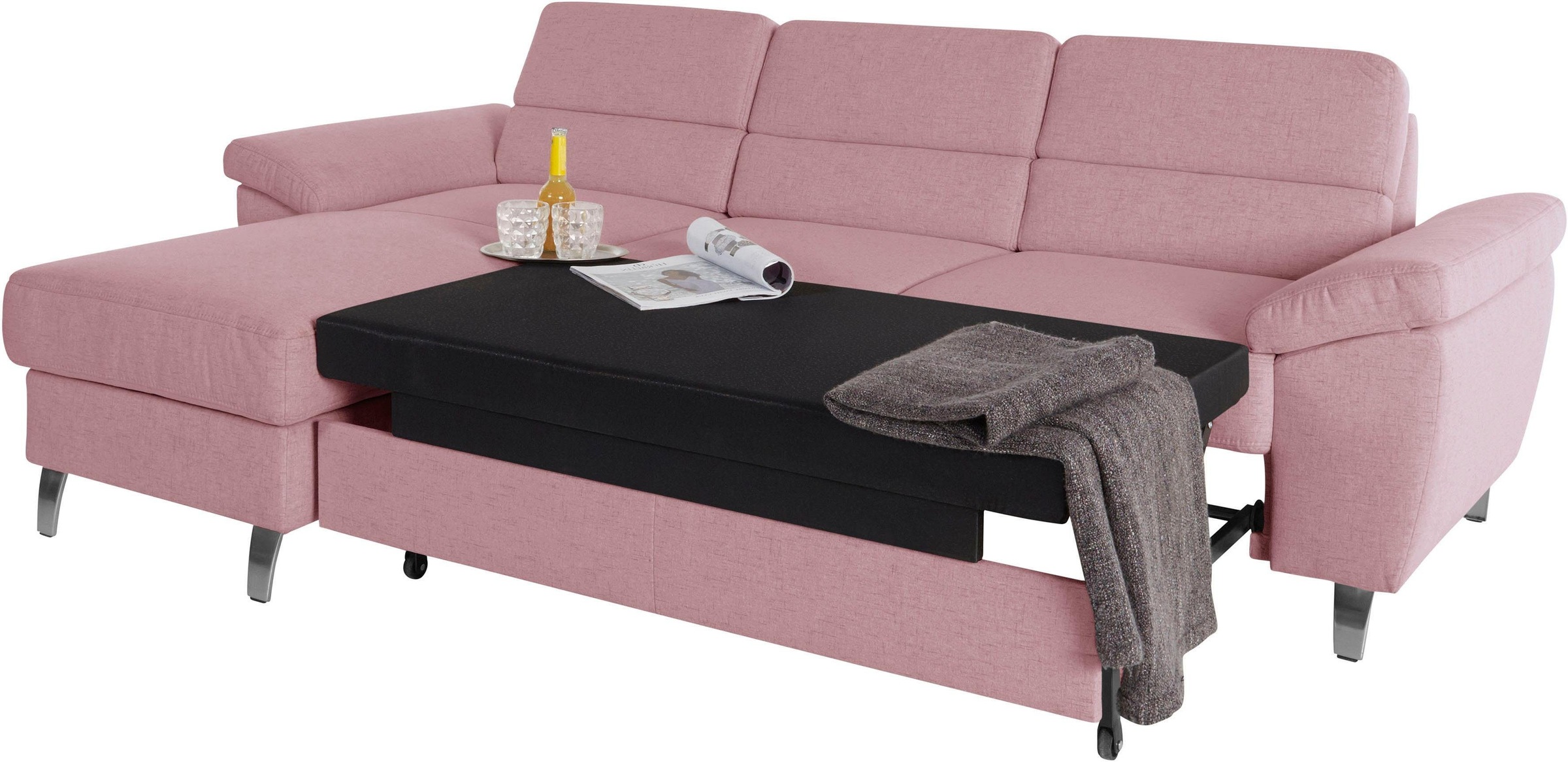 sit&more Ecksofa »Sorano L-Form«, wahlweise mit Bettfunktion und Bettkasten