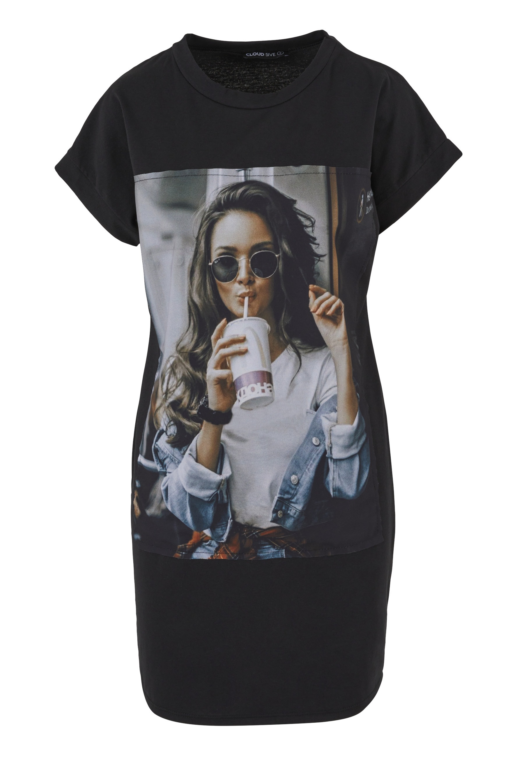 CLOUD 5IVE Shirtkleid "CLOUD 5IVE Damen Cloud5ive Damen T-Shirt Kleid Woman Cup Print" 1 Stk. tlg.