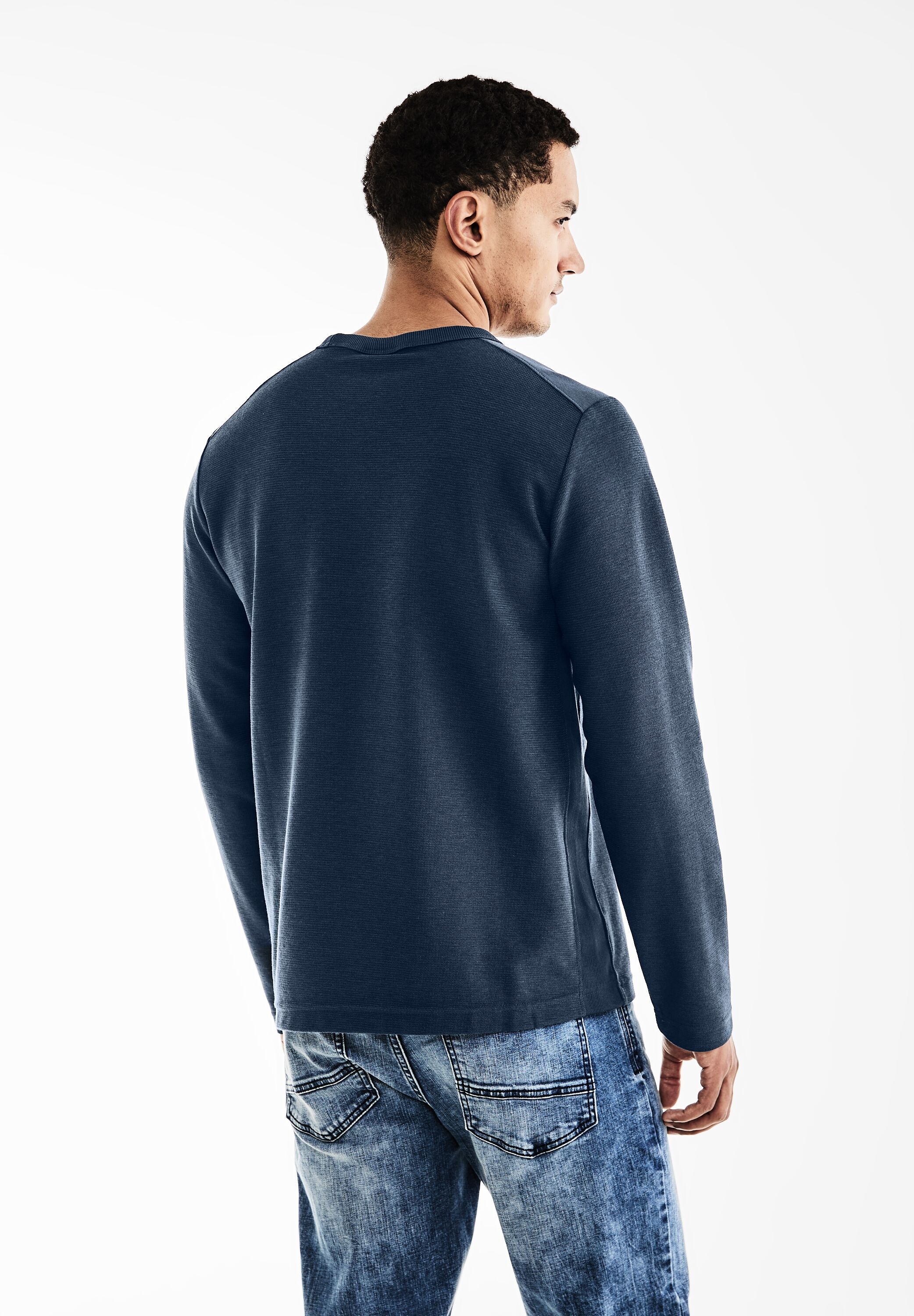 STREET ONE MEN Rundhalsshirt, mit Rundhalsausschnitt