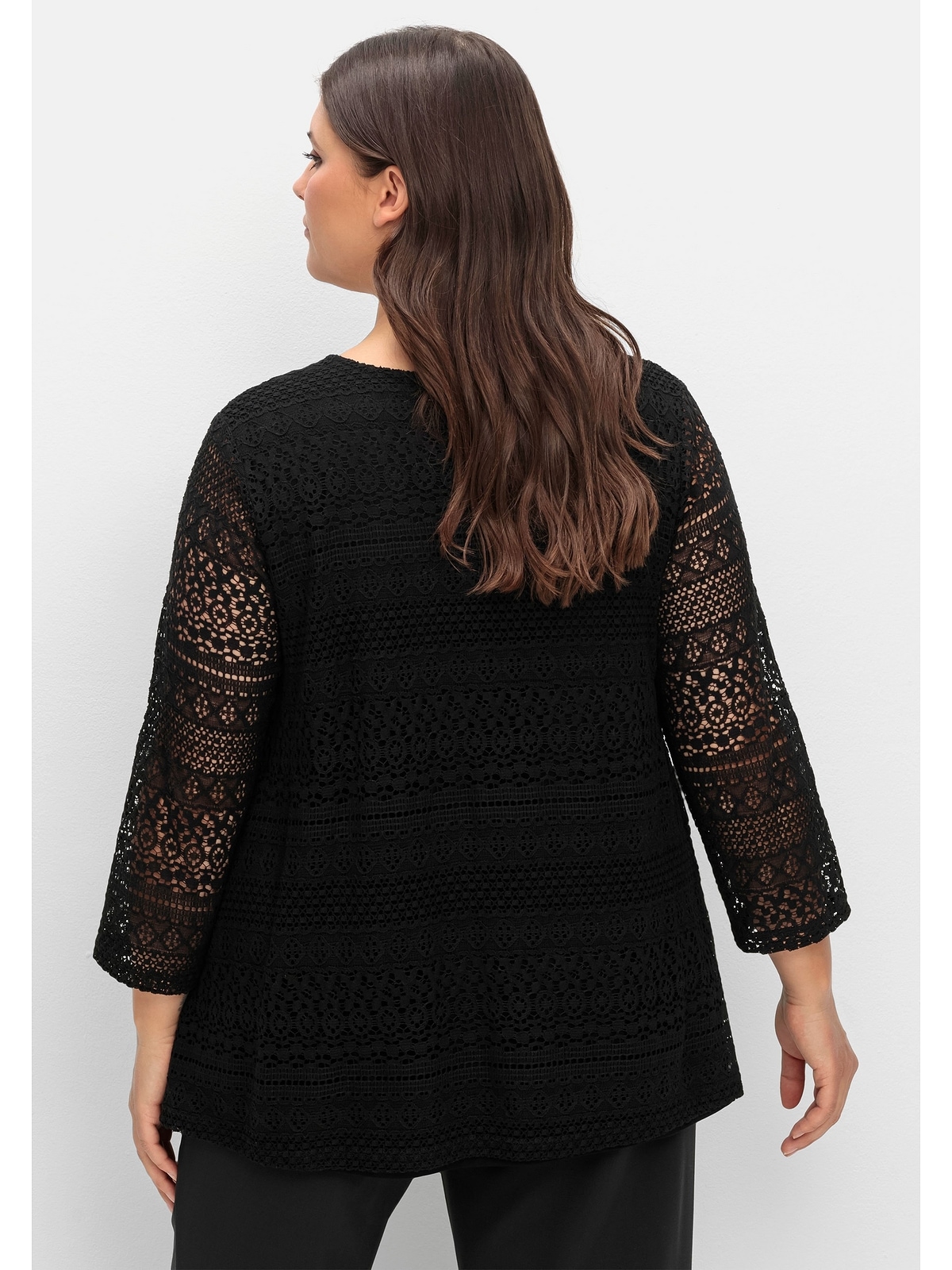 Sheego Spitzenshirt »Große Größen«, in A-Linie und 3/4-Arm