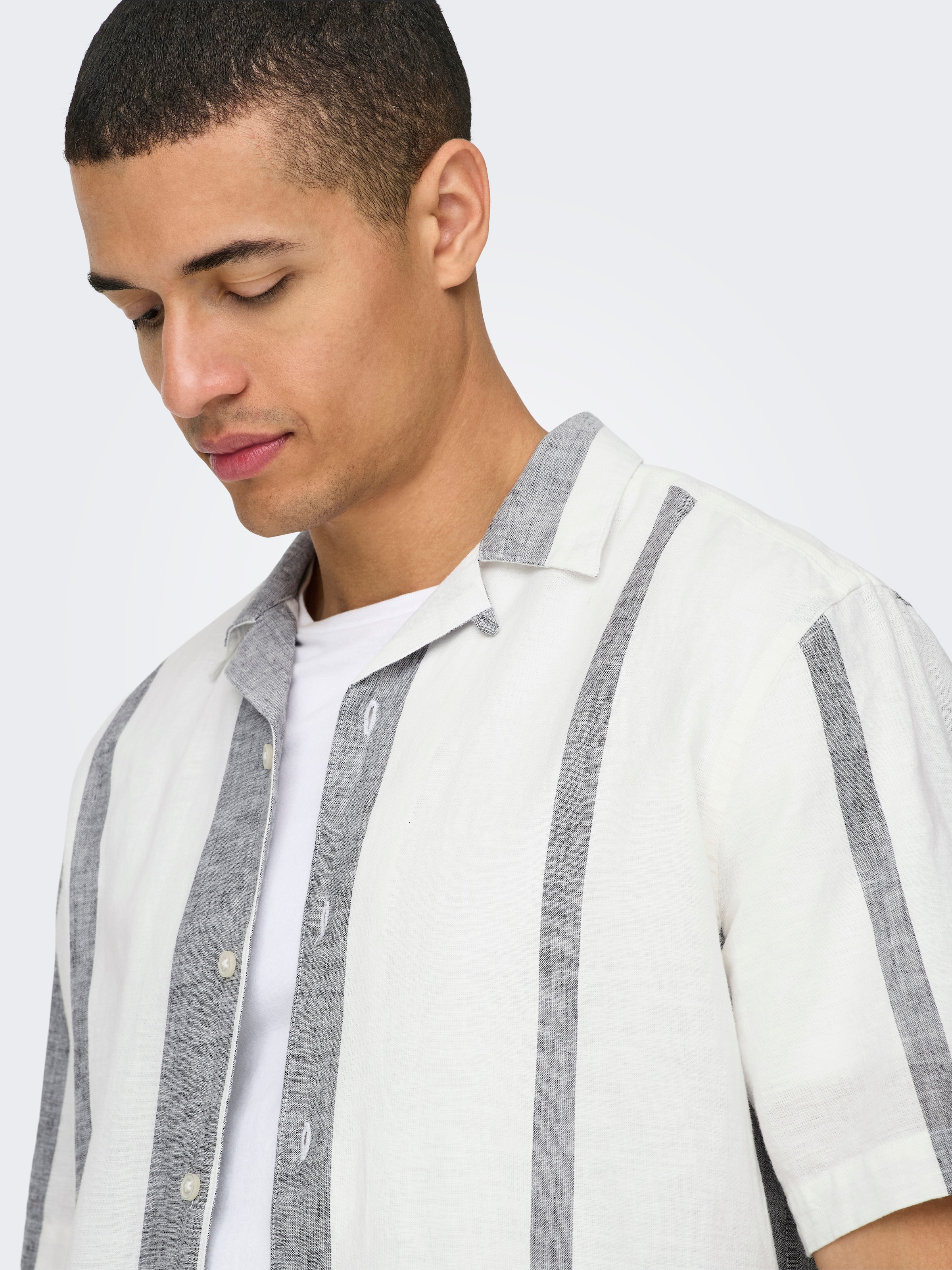 ONLY & SONS Kurzarmhemd »ONSCAIDEN SS STRIPE LINEN RESORT NOOS«