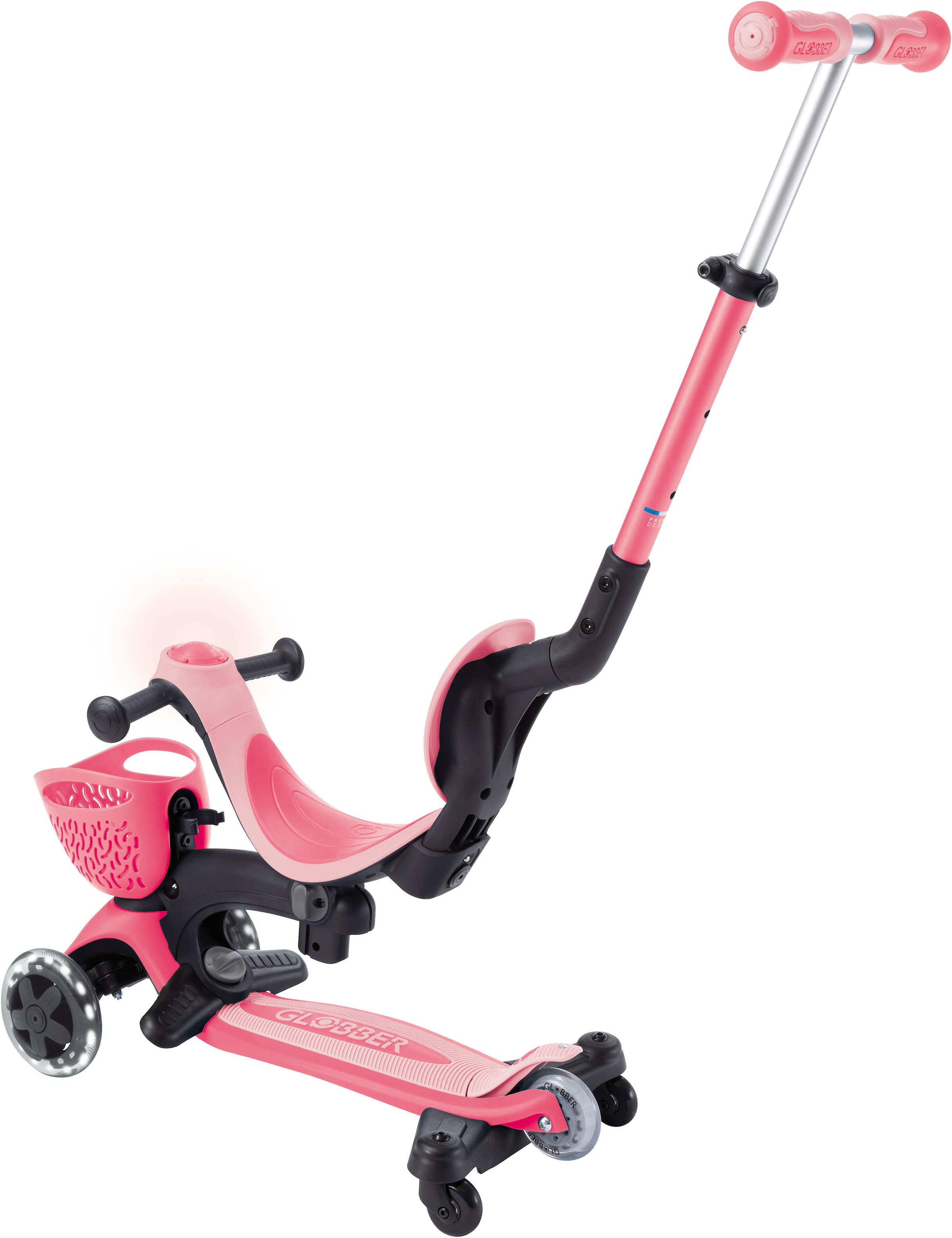 Globber Tretroller »GO-UP BABY 360 LIGHTS, mit Leuchtrollen und Leuchtmodul«