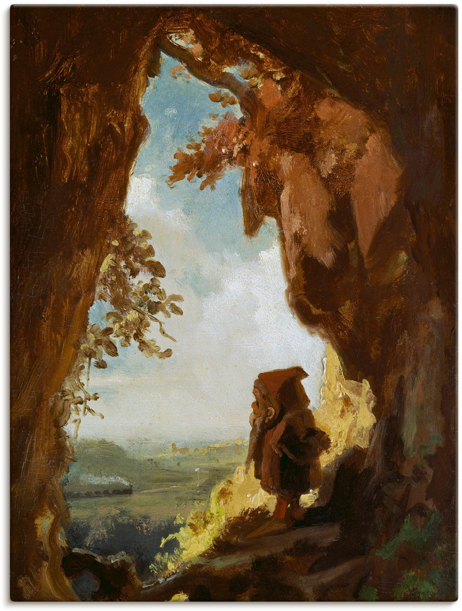 Artland Wandbild »Gnom, Höhle die erste Eisenbahn«, Höhlen, (1 St.), als  Leinwandbild, Wandaufkleber oder Poster in versch. Größen bestellen | BAUR