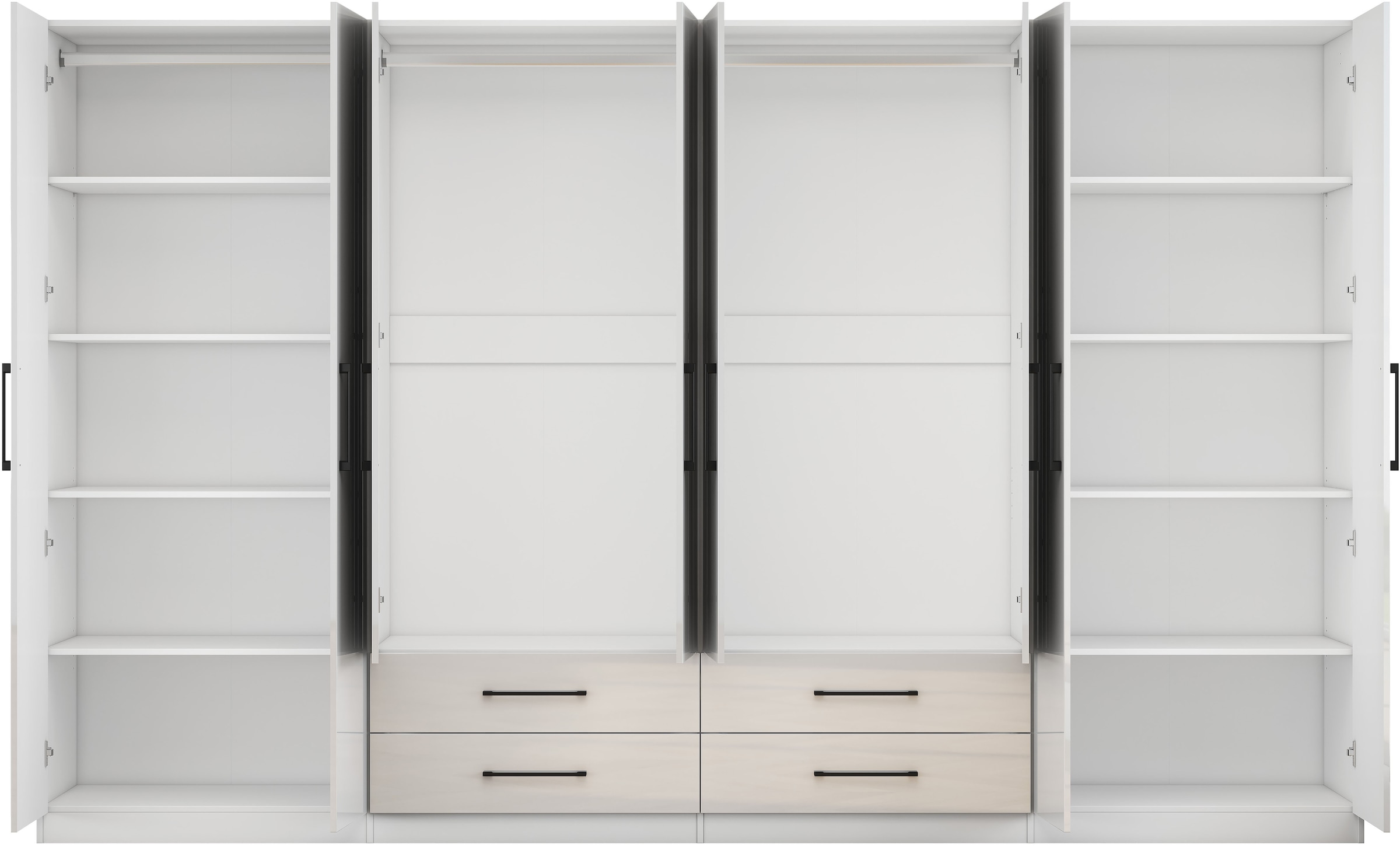 OTTO home Kleiderschrank »Sylt Schlafzimmerschrank Garderobe Schrank in hochglanz mit 8 Türen« Drehtürenschrank mit perfekter Innenausstattung