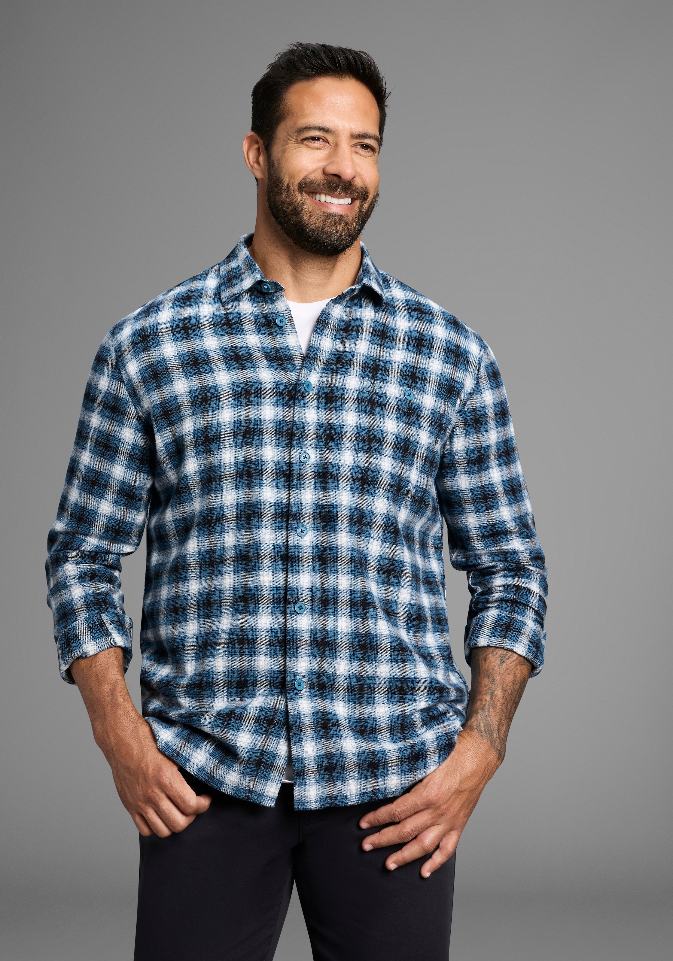 Mans World Flanellhemd, Karomuster günstig online kaufen