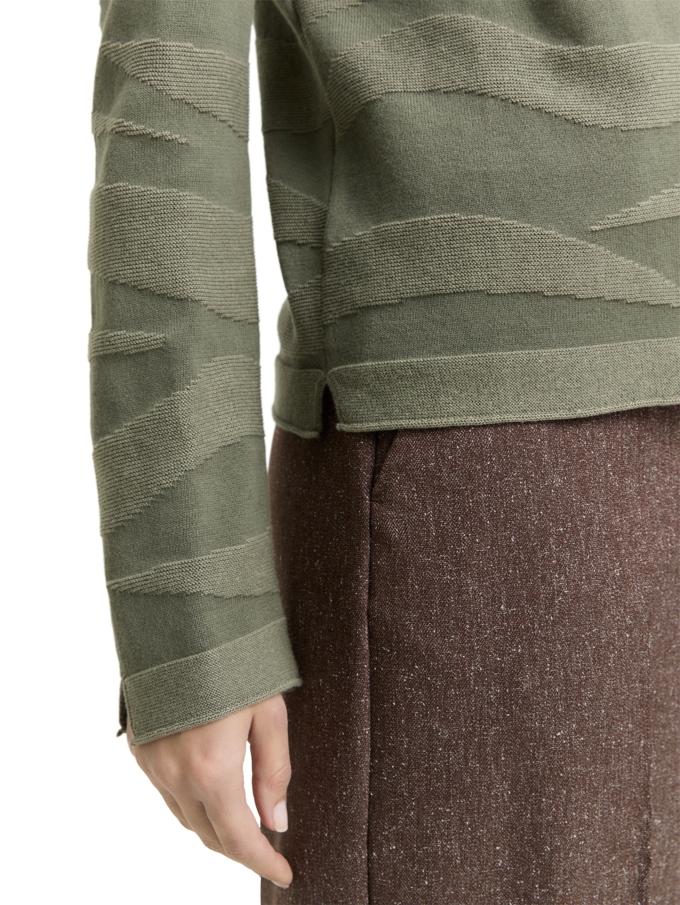 Strickpullover TOM TAILOR, Damen, Gr. S, grün wave knit design, Strick, Obermaterial: 100% Baumwolle, Strukturmuster, regular fit normal, Rundhals, angesetztes Bündchen, Pullover Strickpullover, mit Struktur Muster 3