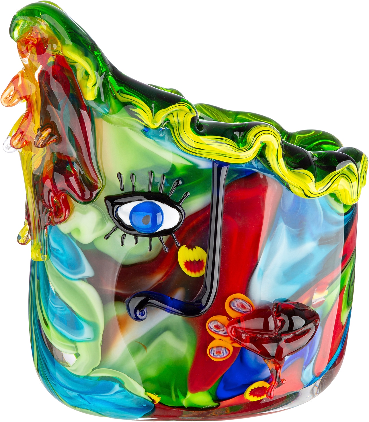 GILDE Tischvase "Gesichtsvase Larissa mehrfarbig H. 29 cm" Gesichtsvase, Glas, Blumenvase, künstlerisch, modern, Geschenkidee