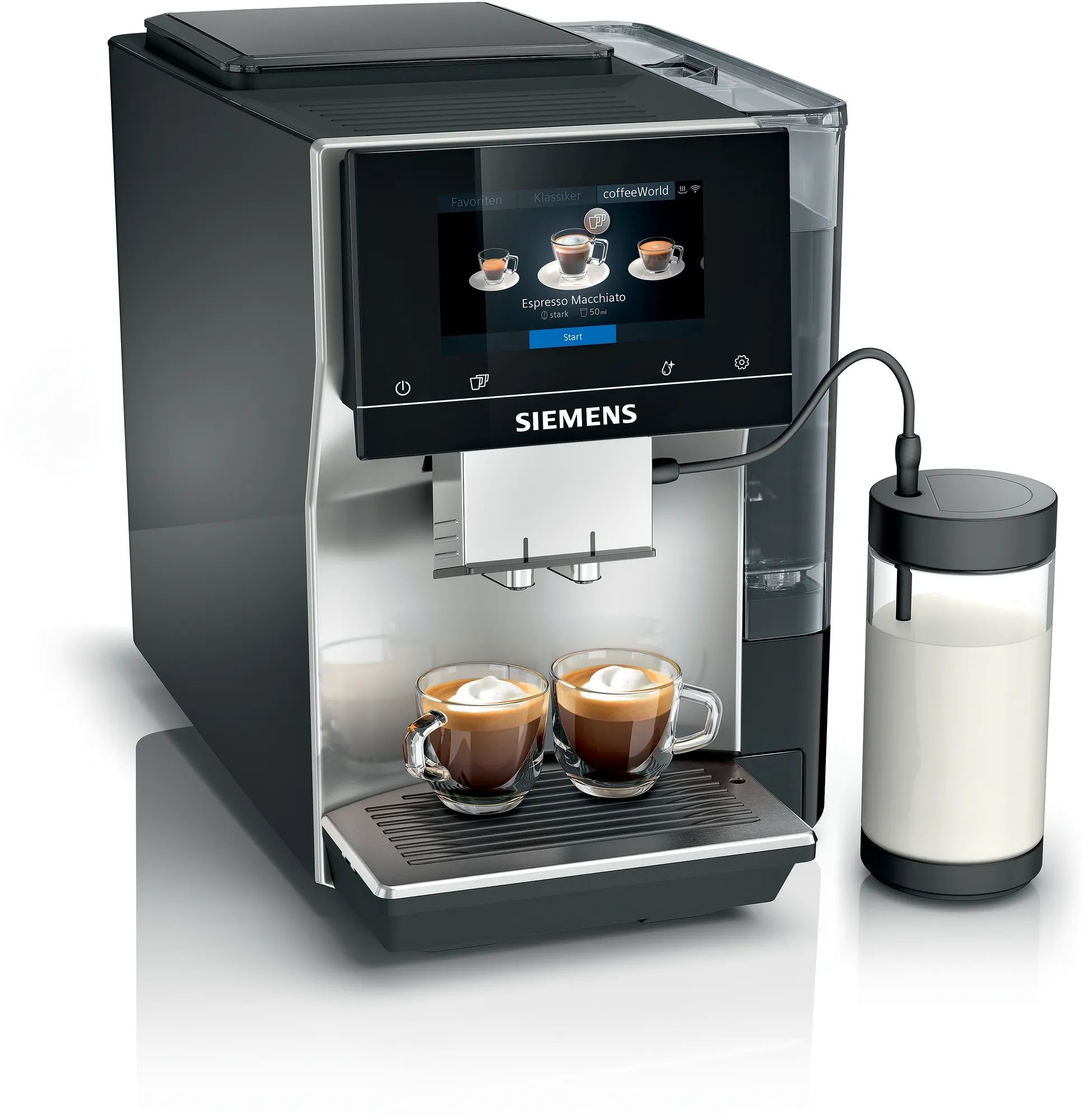 SIEMENS Kaffeevollautomat »EQ700 classic TP715D47, Cold Brew, intuitives 5" TFT-Display, App«, iaromaSelect, 10 Favoriten, autom. Dampfreinigung, silber metallic