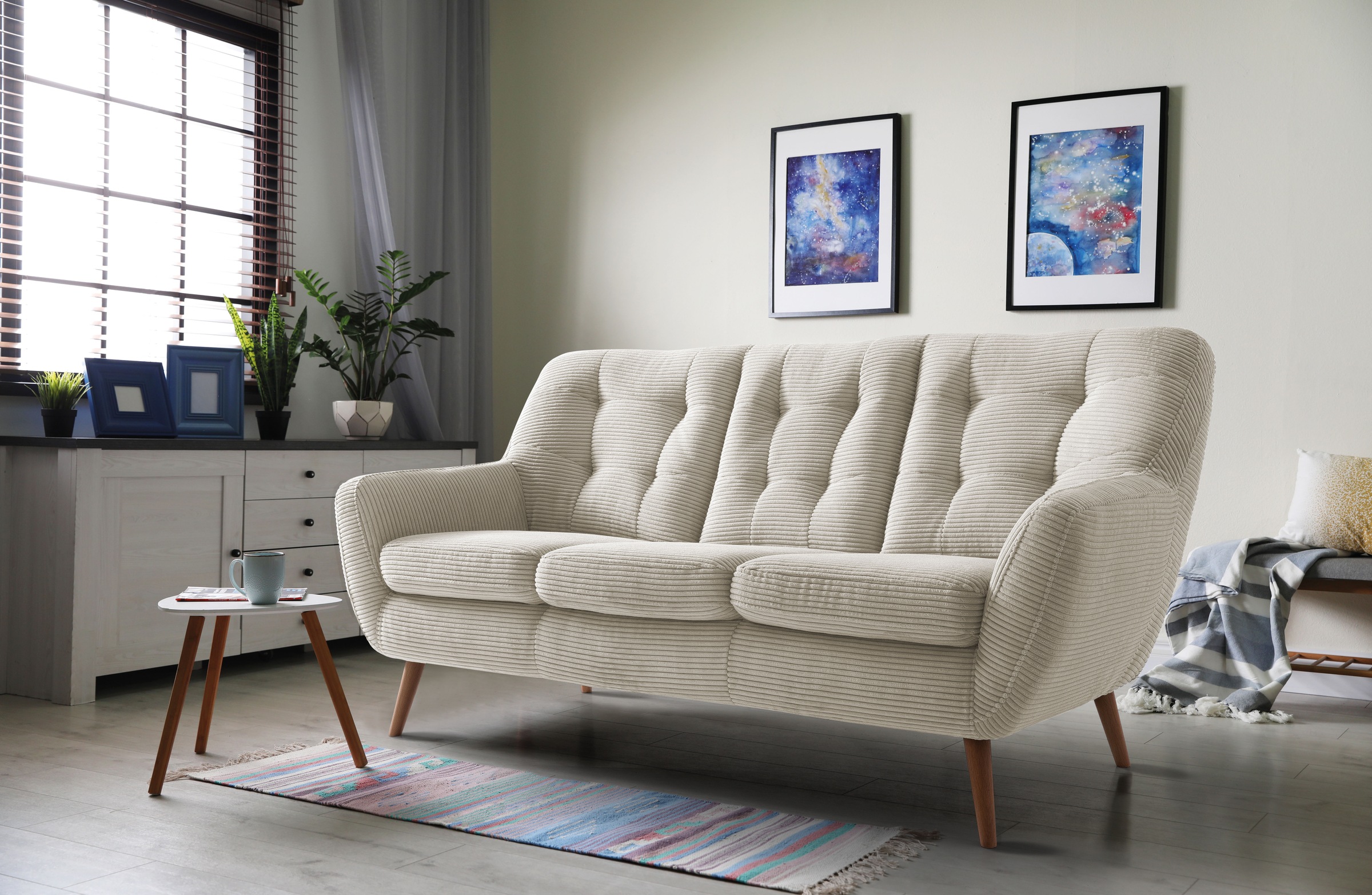exxpo - sofa fashion 3-Sitzer "Scandi, bequem, aufwendige Rückenpolsterung günstig online kaufen