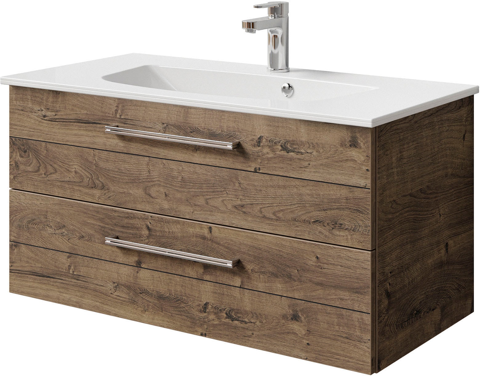 Saphir Waschtisch "Serie 6025 Mineralmarmor-Waschtisch mit Unterschrank, 97 cm breit", Waschplatz mit 2 Schubladen, häng