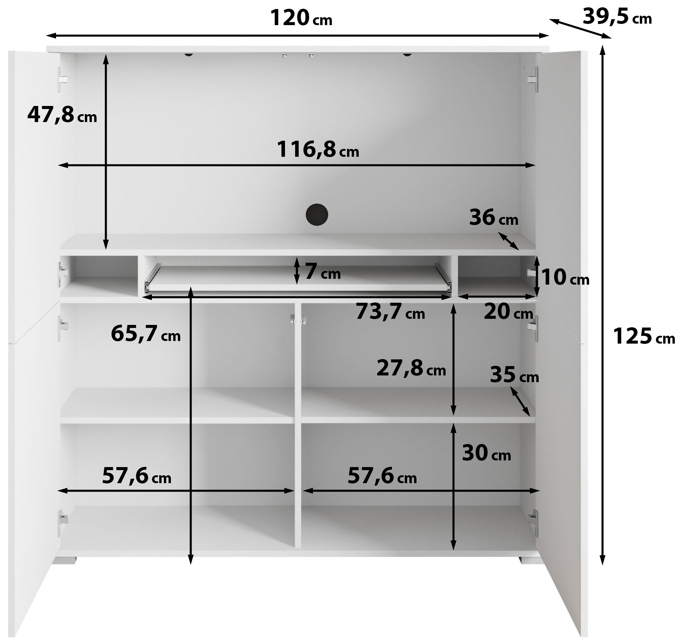 OTTO home PC-Schrank »Kenia, Sekretär, Home Office« 1 Stk. tlg. Mit Push-to-open, Tastaturauszug und praktischem Stauraum