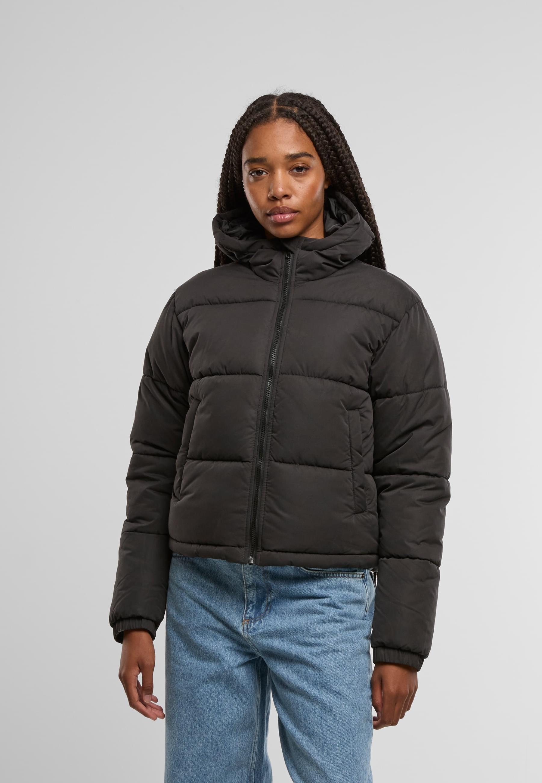 Thumbnail - URBAN CLASSICS Winterjacke "Urban Classics Ladies Peached Puffer Jacket With Hood" 1 Stk. tlg. mit Kapuze