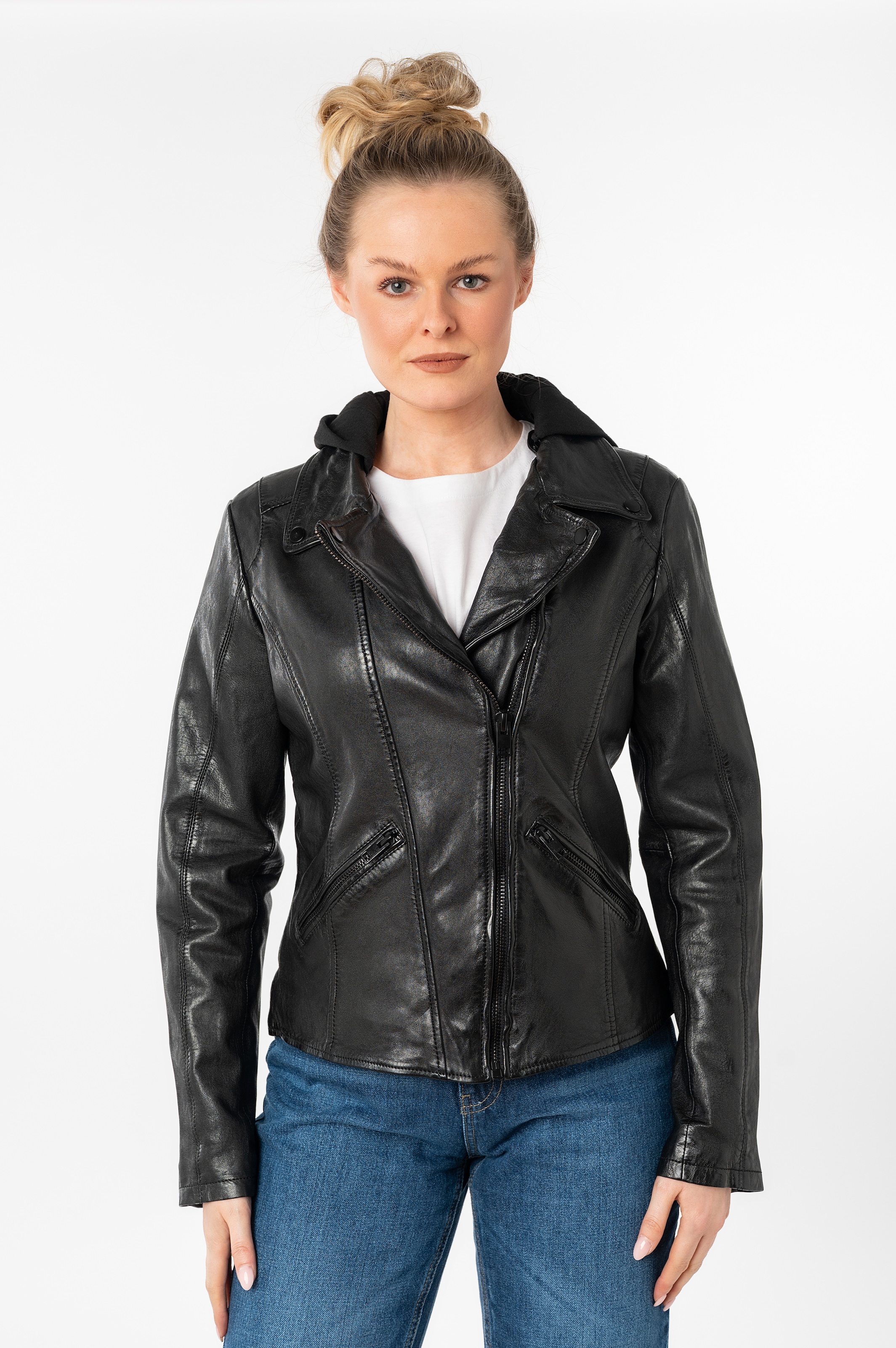 Mauritius Lederjacke "MWTary SF", mit Kapuze, mit Jerseykapuze und Reverskr günstig online kaufen