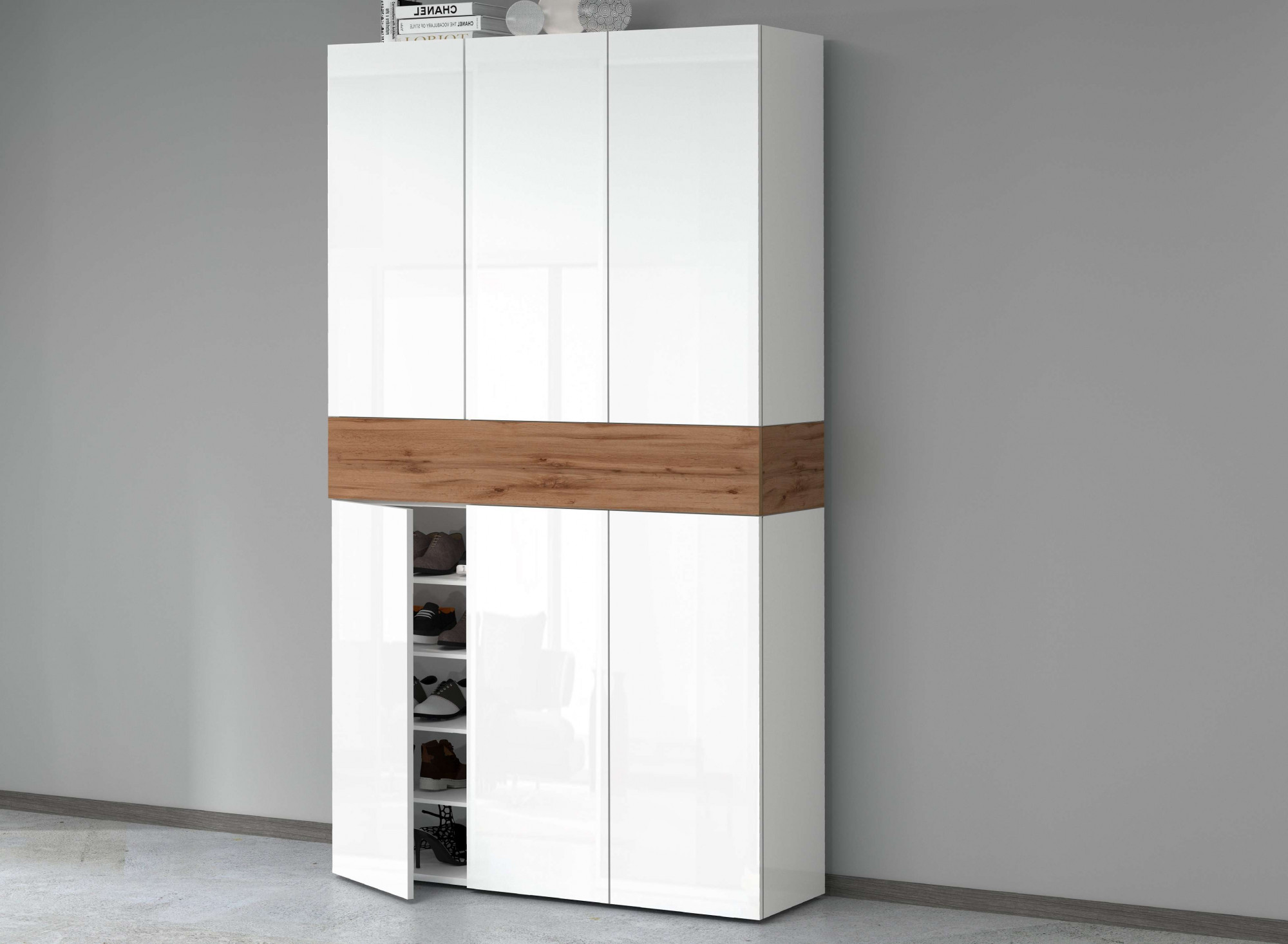 Home affaire Schuhschrank "Savona" Höhe 200cm, 12 Einlegeböden, 21 Fächer