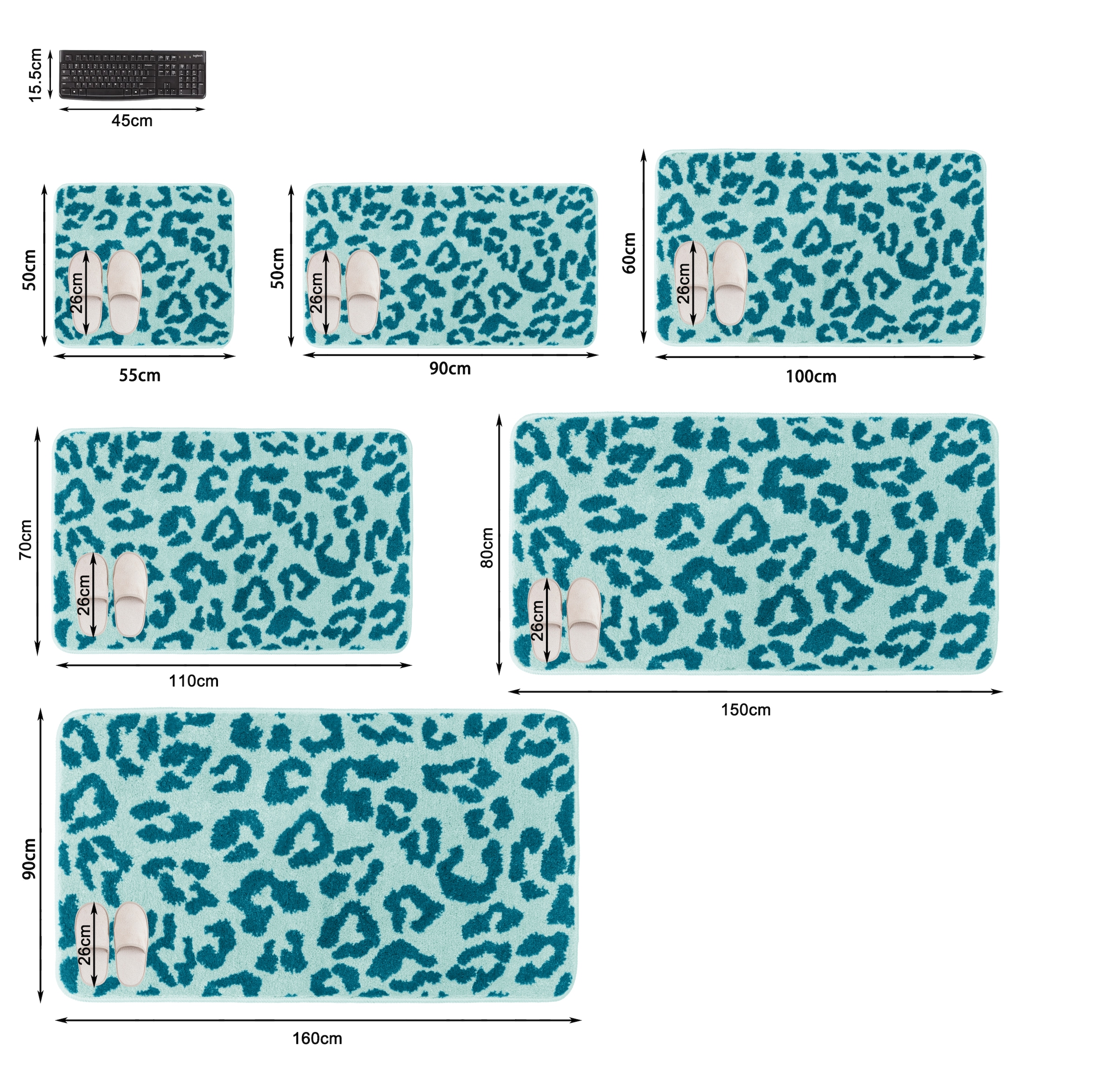 OTTO home Badematte »Anna Leo, Badvorleger, Badezimmer Teppich, Duschvorleger« Höhe 15 mm rutschhemmend beschichtet fußbodenheizungsgeeignet | schnell trocknend mit Animal Print, modernes Muster, Leo, weich