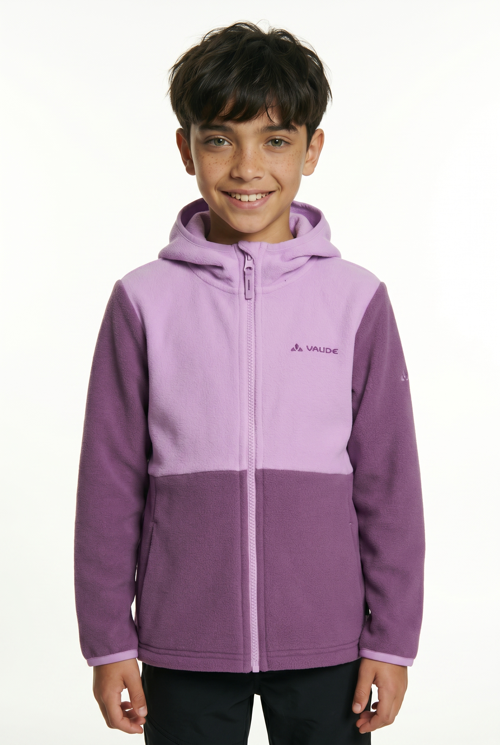 VAUDE Kapuzenfleecejacke "Kids Pulex Hooded Jacket II" mit Kapuze mit Kapuze, atmungsaktives Material, mit Eingrifftaschen