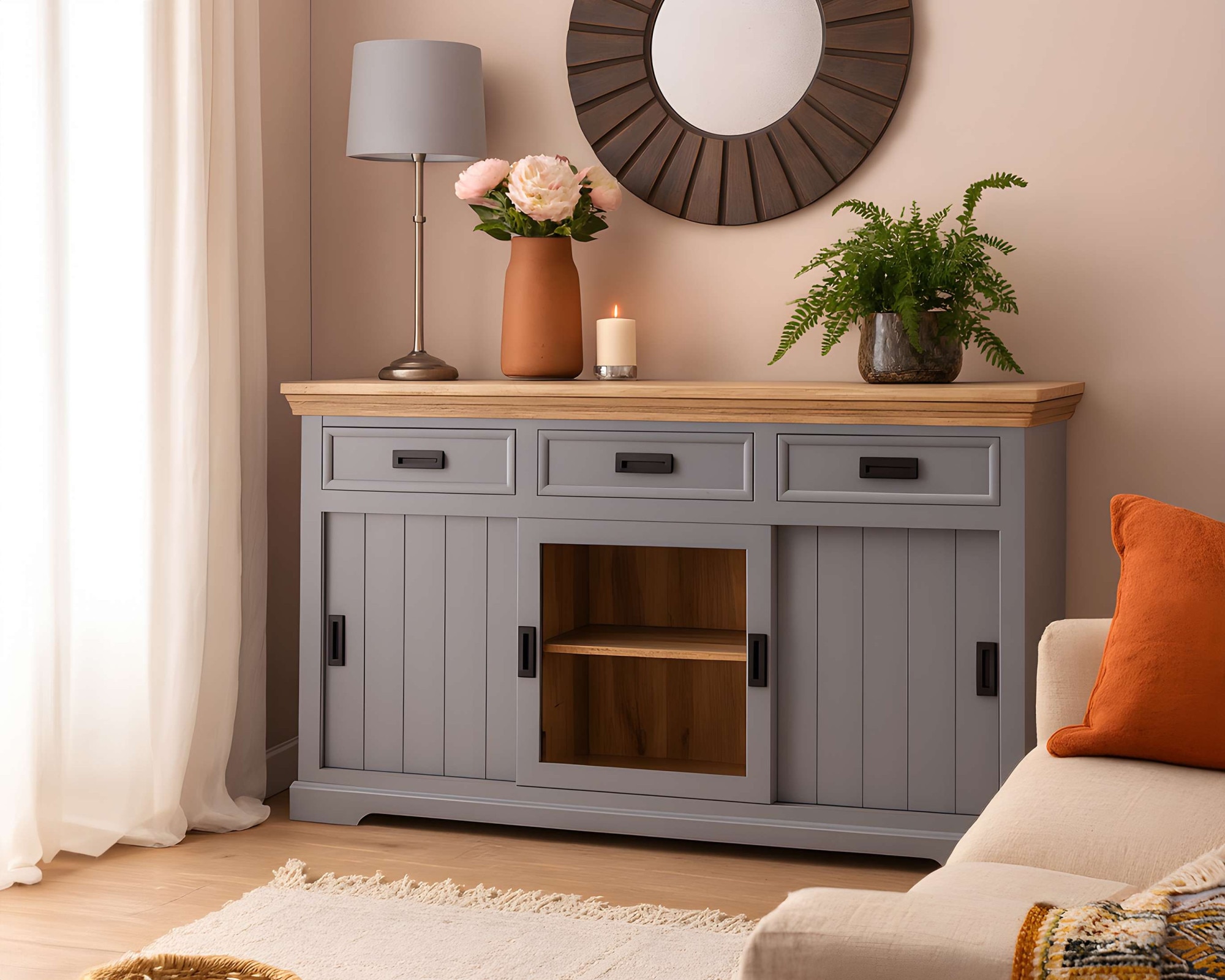 Home affaire Sideboard »Alpinist« mit 3 Schiebetüren, handgefertigt, Unika-Möbel, Breite 160 cm