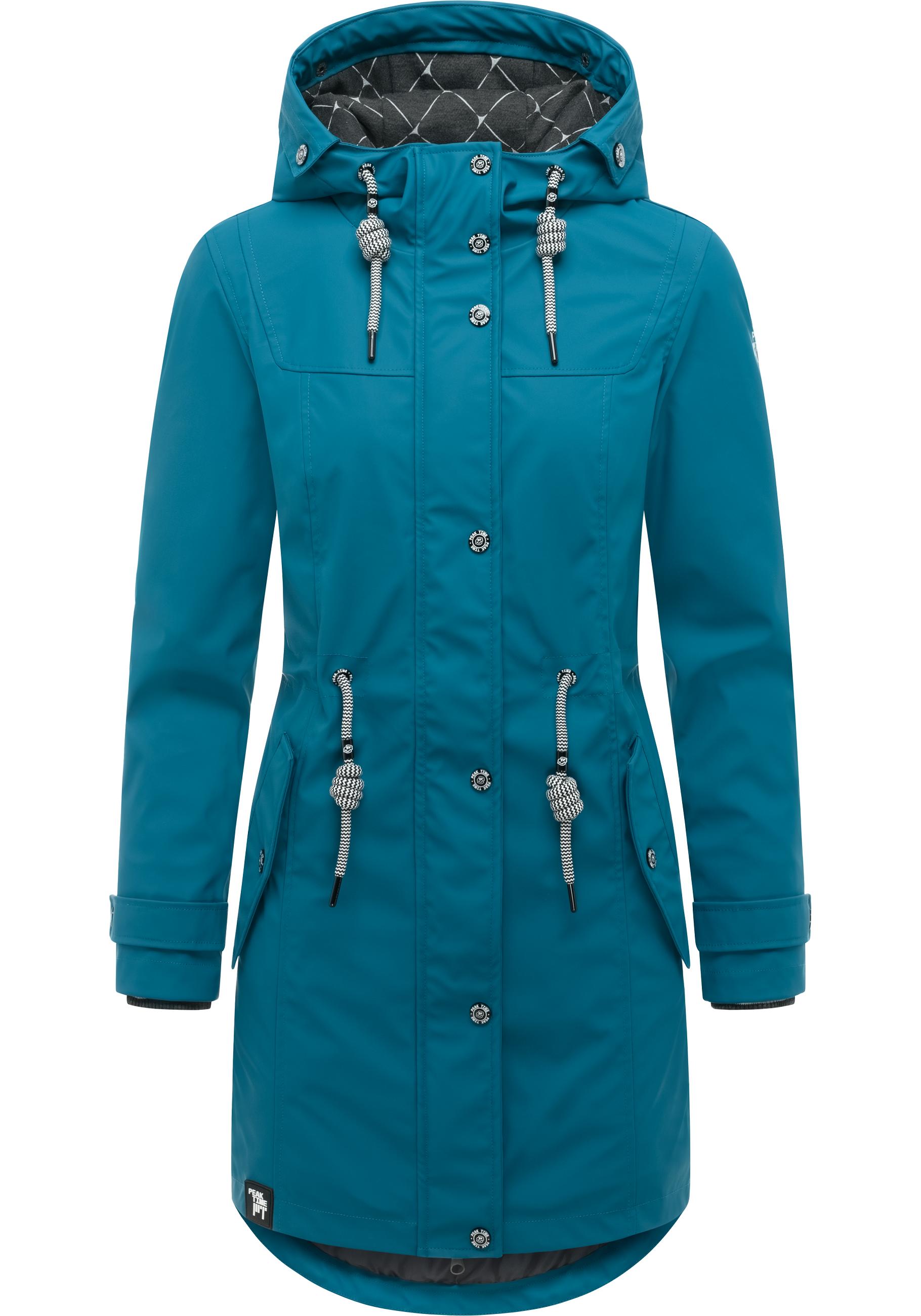 PEAK TIME Regenjacke "L60042" mit Kapuze stylisch taillierter Regenmantel für Damen