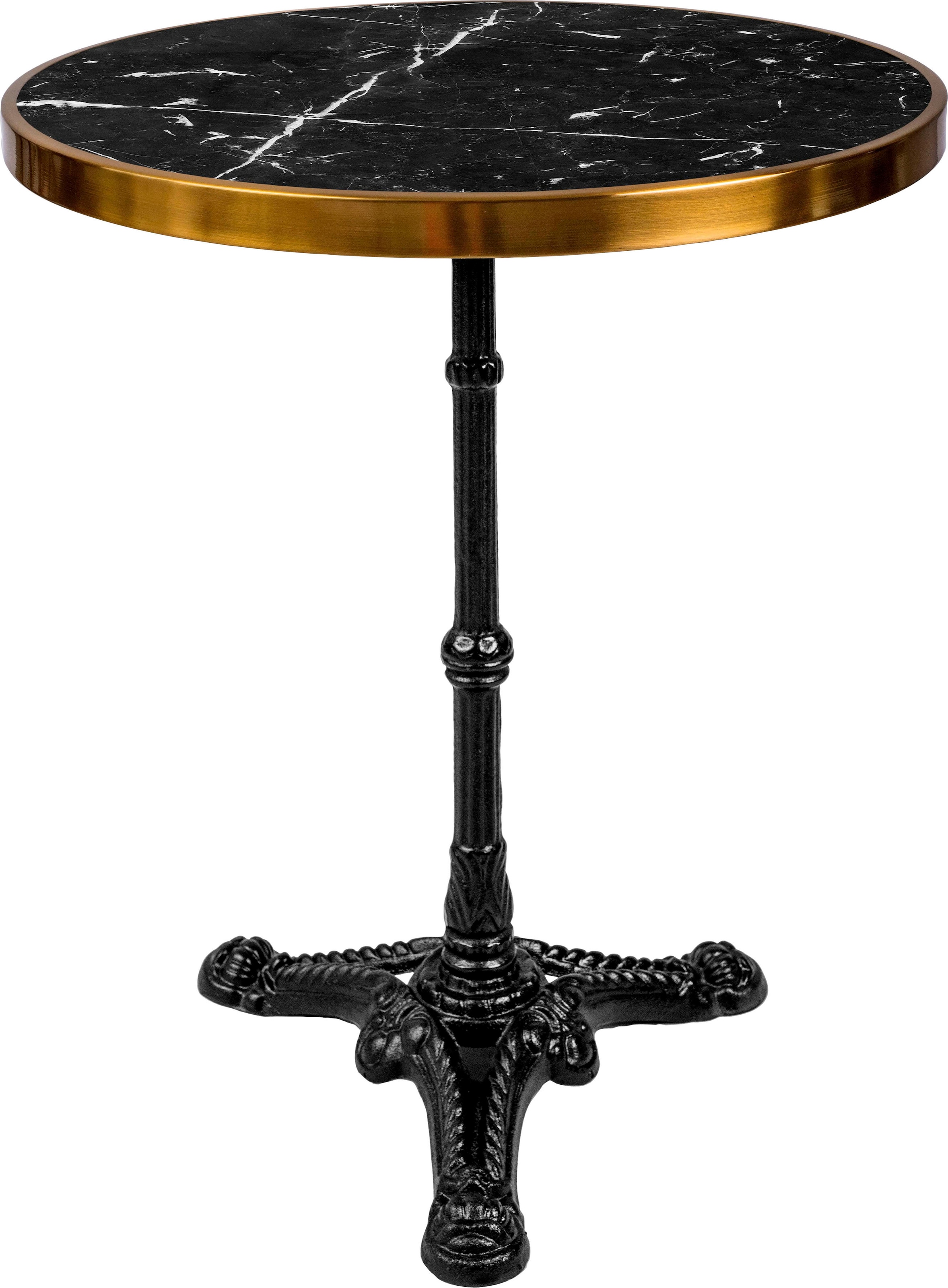 SIT Bistrotisch "Trapani Ø57 cm mit schwarzer Marmorplatte und Messing" Edle Marmorplatte mit Messingrahmen und Gusseisenfuß