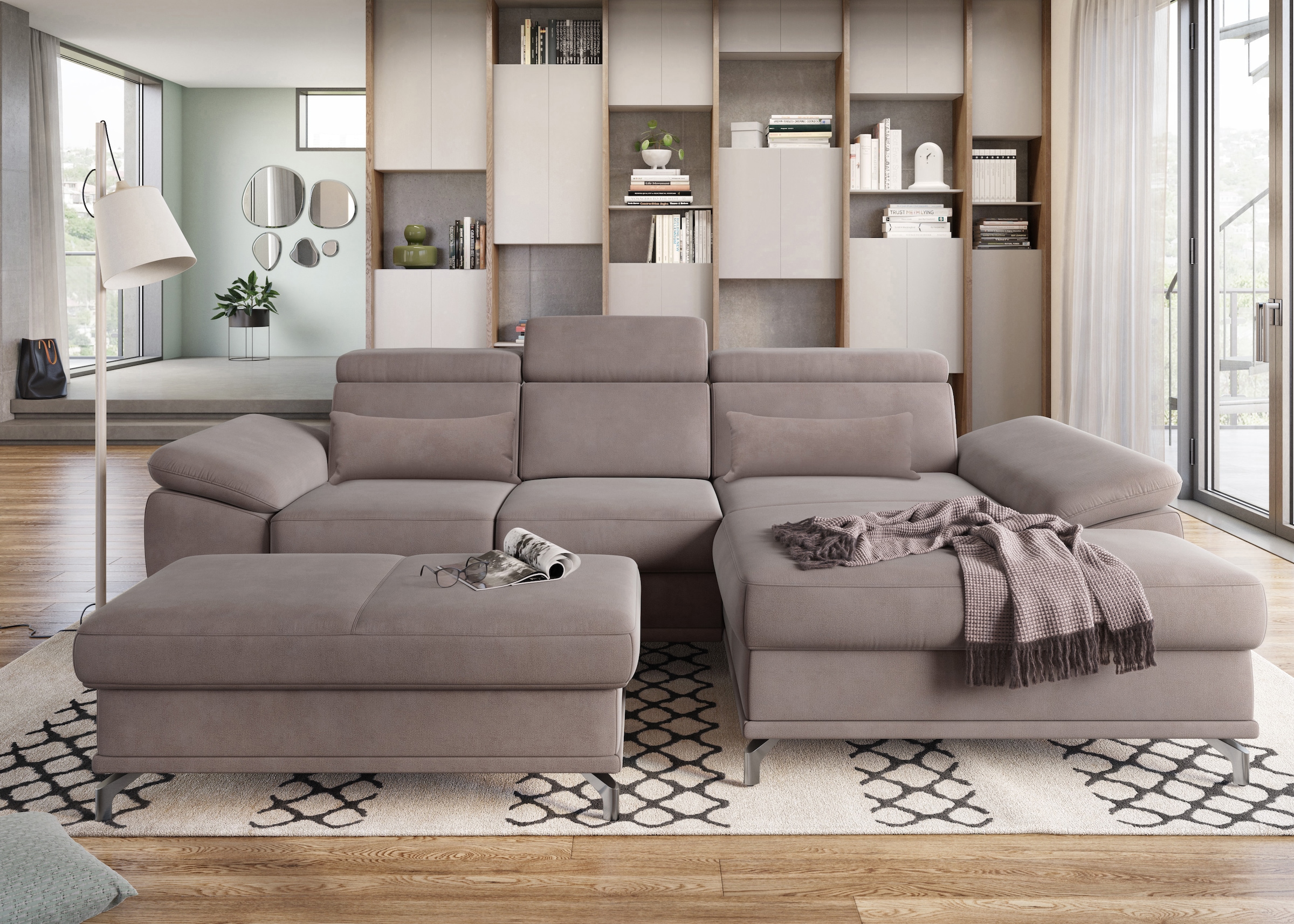 sit&more Ecksofa "Cabrio L-Form, B: 295 cm, mit Sitztiefen-, Arm- & Kopftei günstig online kaufen