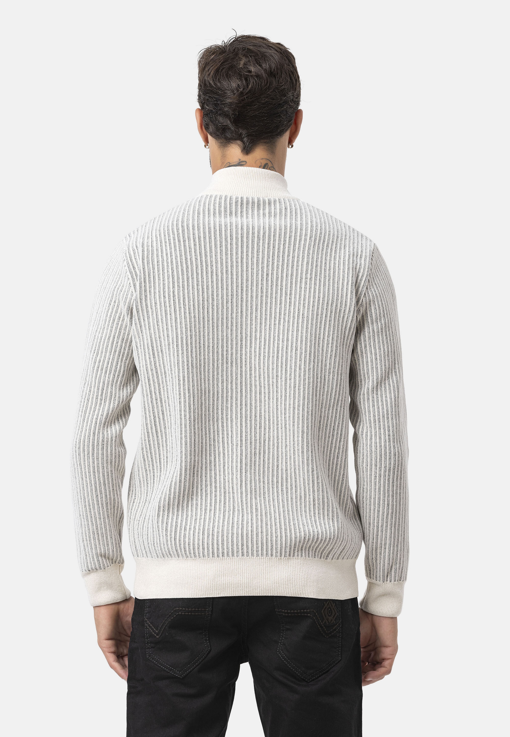 Cipo & Baxx Strickpullover »CP286« 1 Stk. vertikales Rippstrickmuster