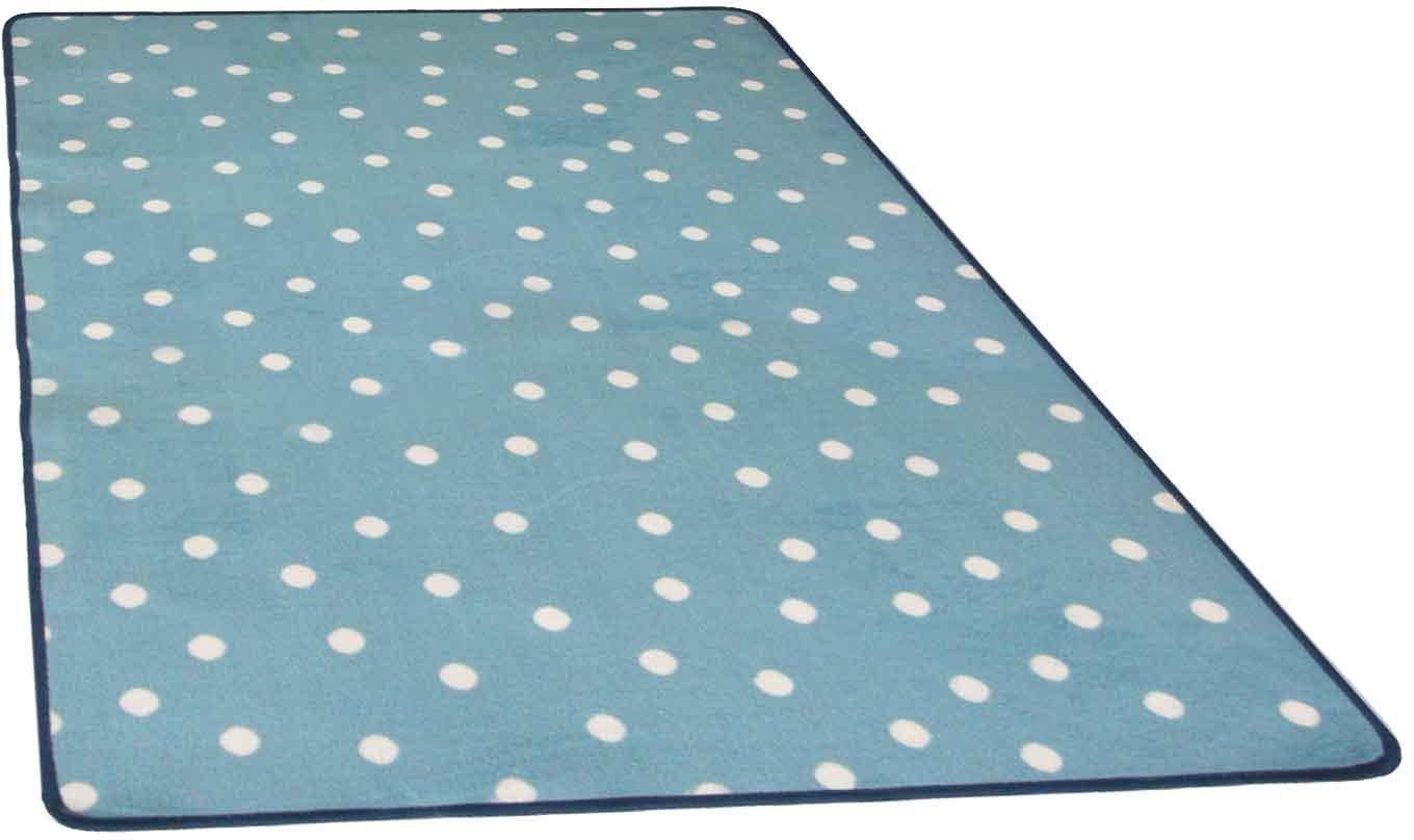 Kinderteppich "PUNTO, Made in Belgium", blau, B:140cm H:5mm L:200cm, Polyamid, PRIMAFLOR-IDEEN IN TEXTIL, Teppiche, Kinderteppich, Kurzflor, Motiv Punkte, Kinderzimmer