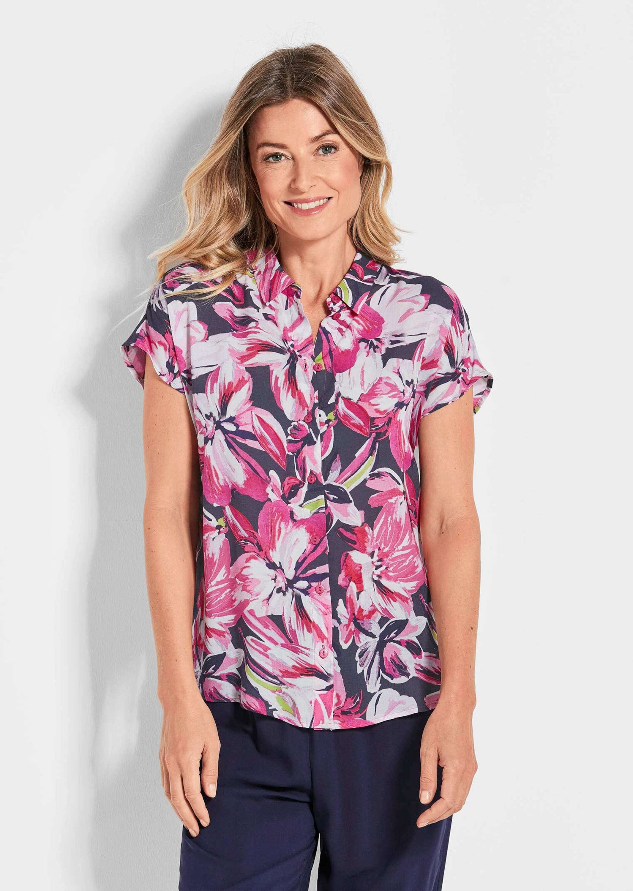 GOLDNER Hemdbluse »Kurzgröße Sommerliche Bluse mit Blumenmuster«