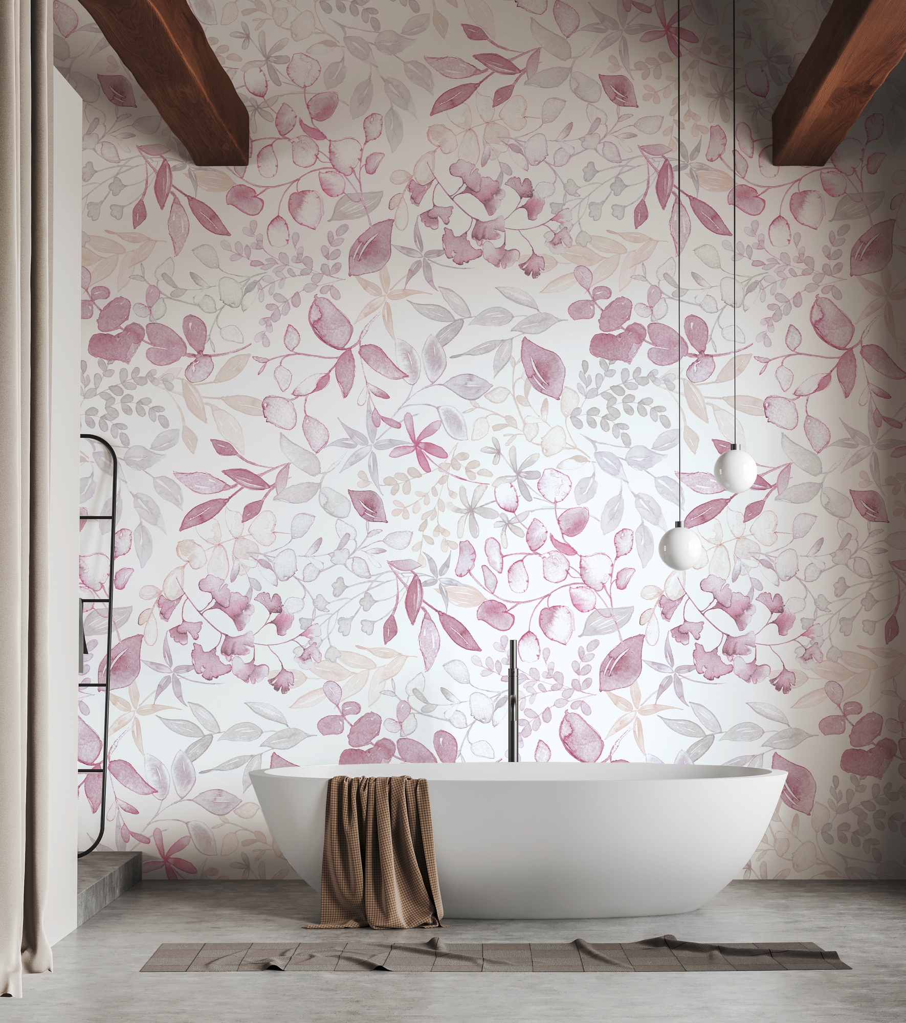 A.S. Création Fototapete "Aquarell Dreams Blumen-Tapete Mustertapete Blätter Blumen" matt strukturiert Vliestapete Landhaus für Schlafzimmer Küche Wohnzimmer Blumen Design