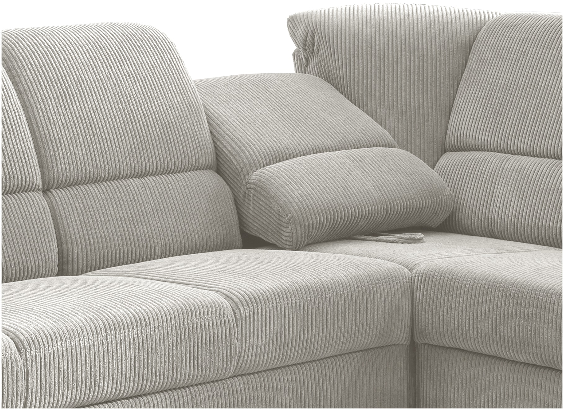 Home affaire Ecksofa »Pisa L-Form, mit Schlaffunktion, Stauraum, 2x höhenverstellbare«, Kopfstützen und Relaxfunktion im Eckelement