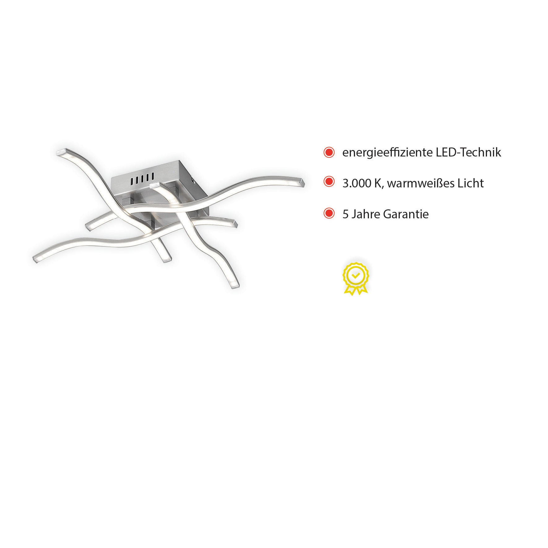 JUST LIGHT Deckenleuchte »WAVE«, 4 flammig, Leuchtmittel LED-Board | LED fest integriert, LED