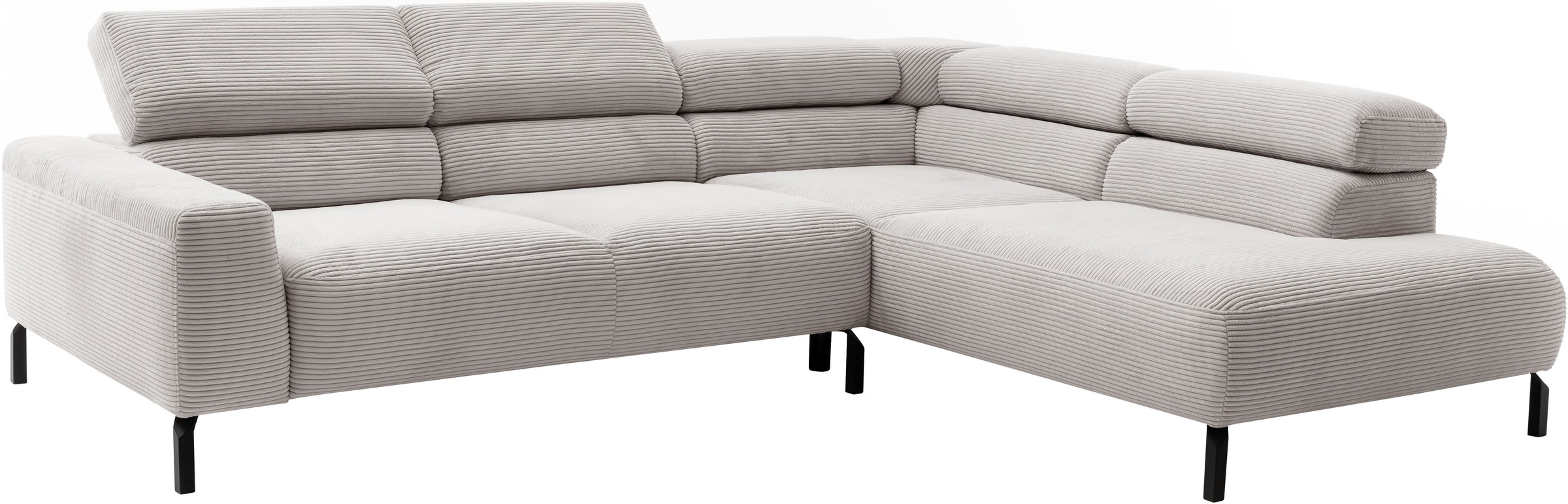 Places of Style Ecksofa »Antonelli, L-Form, inkl. Kopfteilverstellung, Breite 276 cm«, mit elektrischer Sitztiefenverstellung, in Cord, taupe
