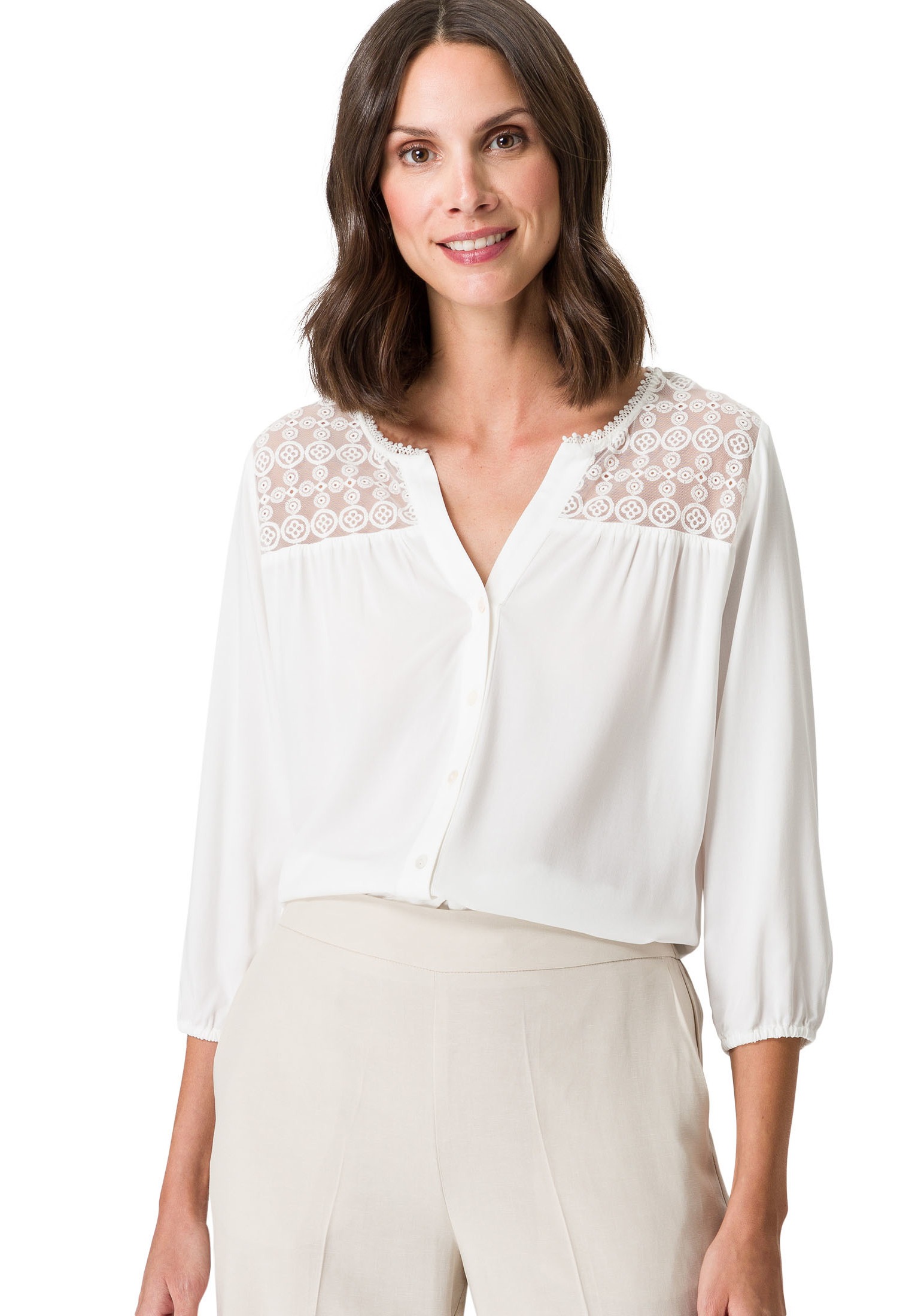 Zero Klassische Bluse zero Bluse mit Spitze günstig online kaufen