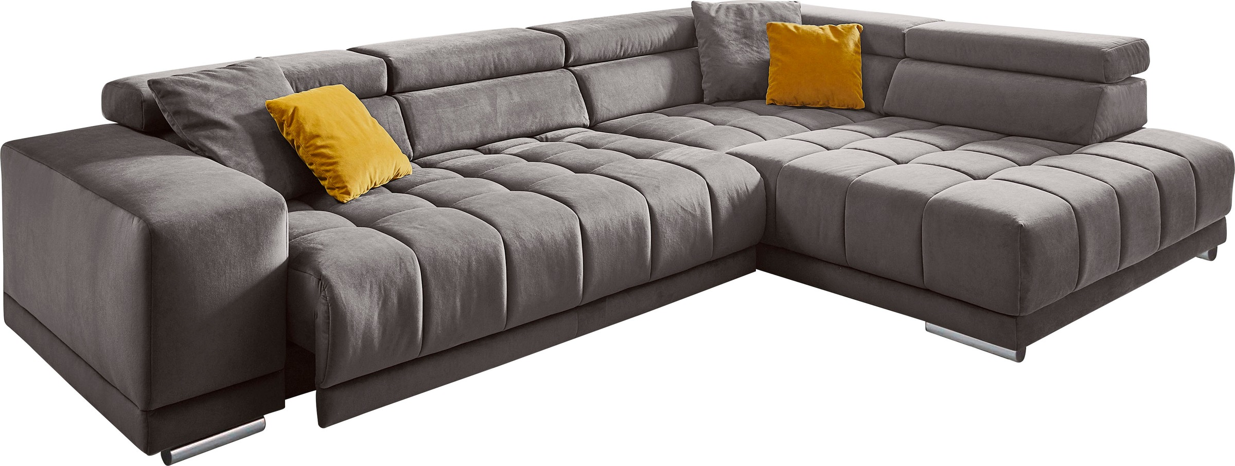 Thumbnail - Die PlanBar Ecksofa "MP-IN15053 L-Form breiter Schenkel", wahlweise mit Kopfteilverstellung und manueller Vorziehbank