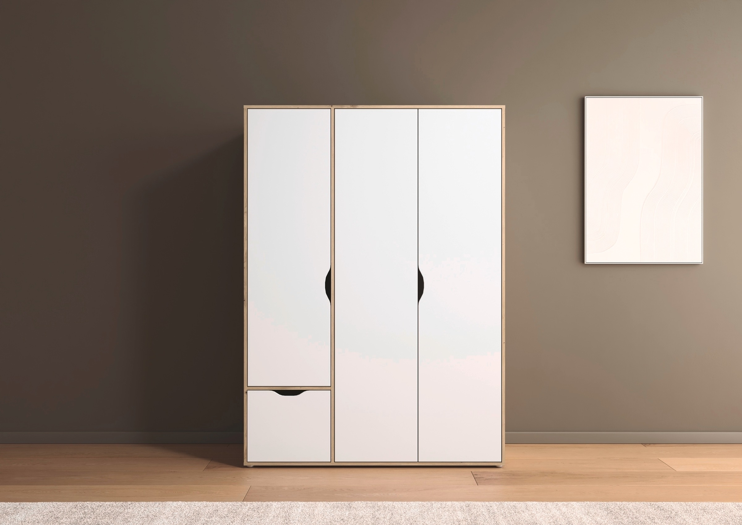 rauch Drehtürenschrank »Kleiderschrank Schrank Garderobe Wäscheschrank NARAI mit Schubladen«, (in 3 verschiedenen Ausstattungen BASIC/CLASSIC/PREMIUM), Griffausfräsungen für eine grifflose Optik TOPSELLER MADE IN GERMANY