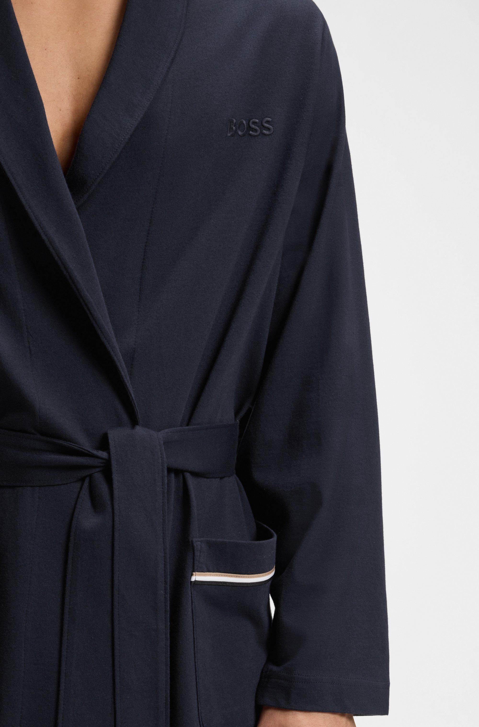 Thumbnail - BOSS Morgenmantel aus Baumwoll-Jersey mit Logo-Stickerei