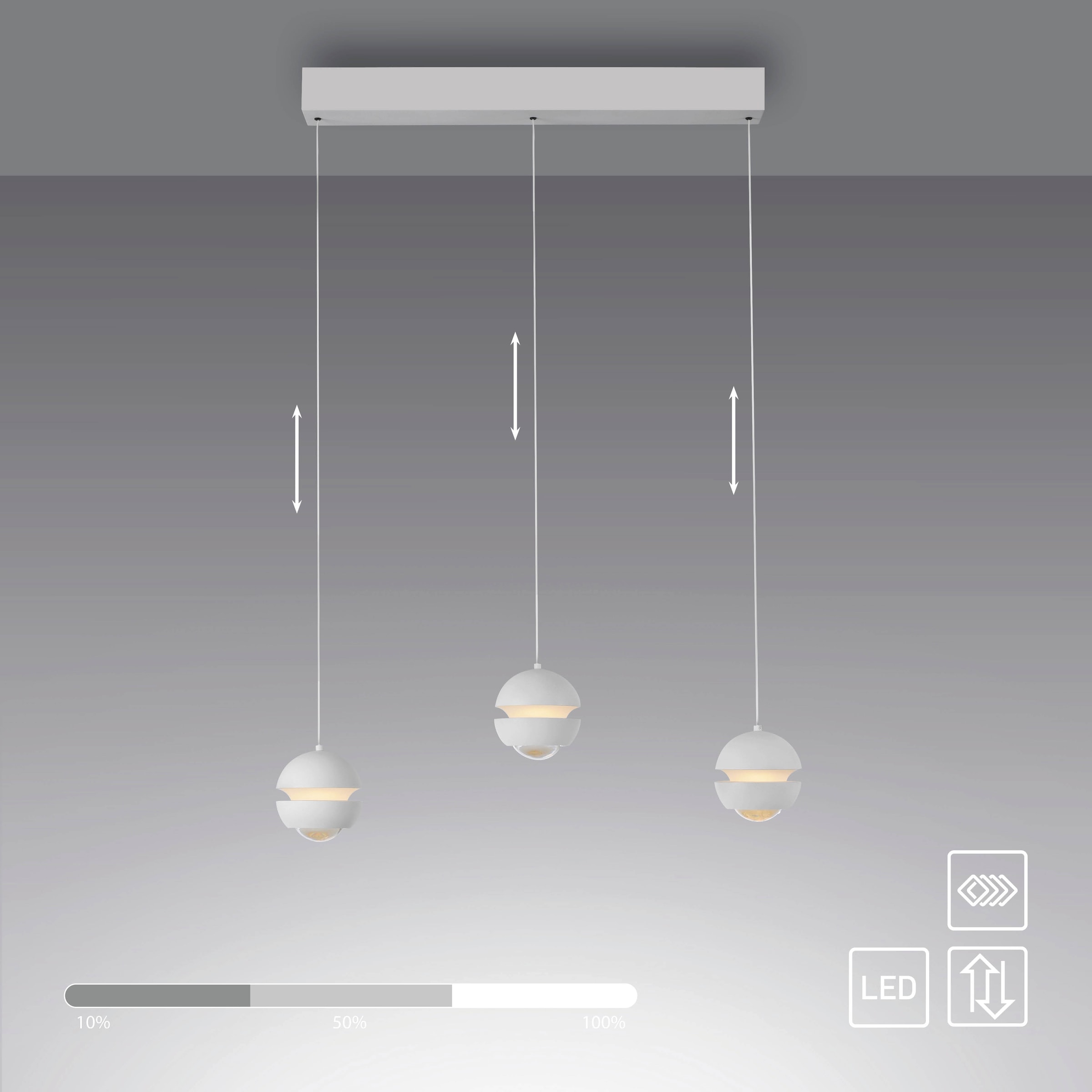 SCHÖNER WOHNEN-Kollektion LED Pendelleuchte »LINI« LED-Board 1 Stk. Warmweiß SCHÖNER WOHNEN Kollektion, 3-Stufen Dimmer, Comfort-Lift