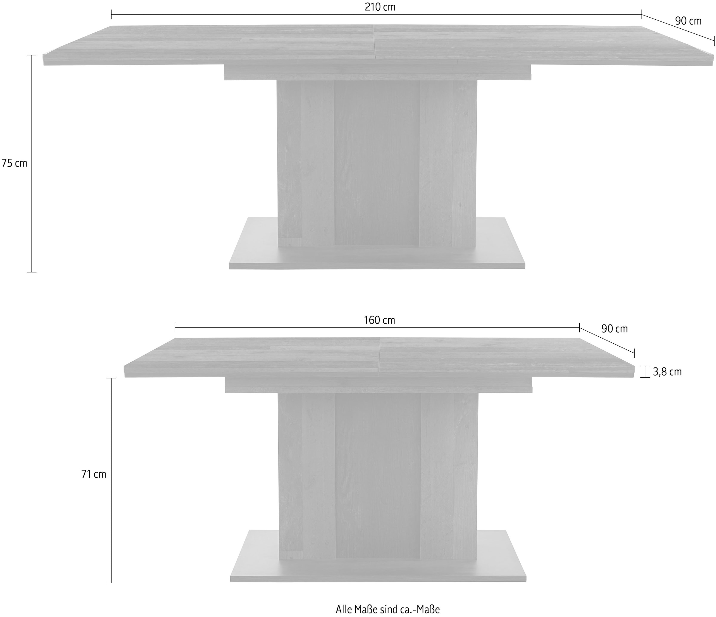 HELA Esstisch »Atlanta T«, Ausziehbar von Breite 160-210 cm