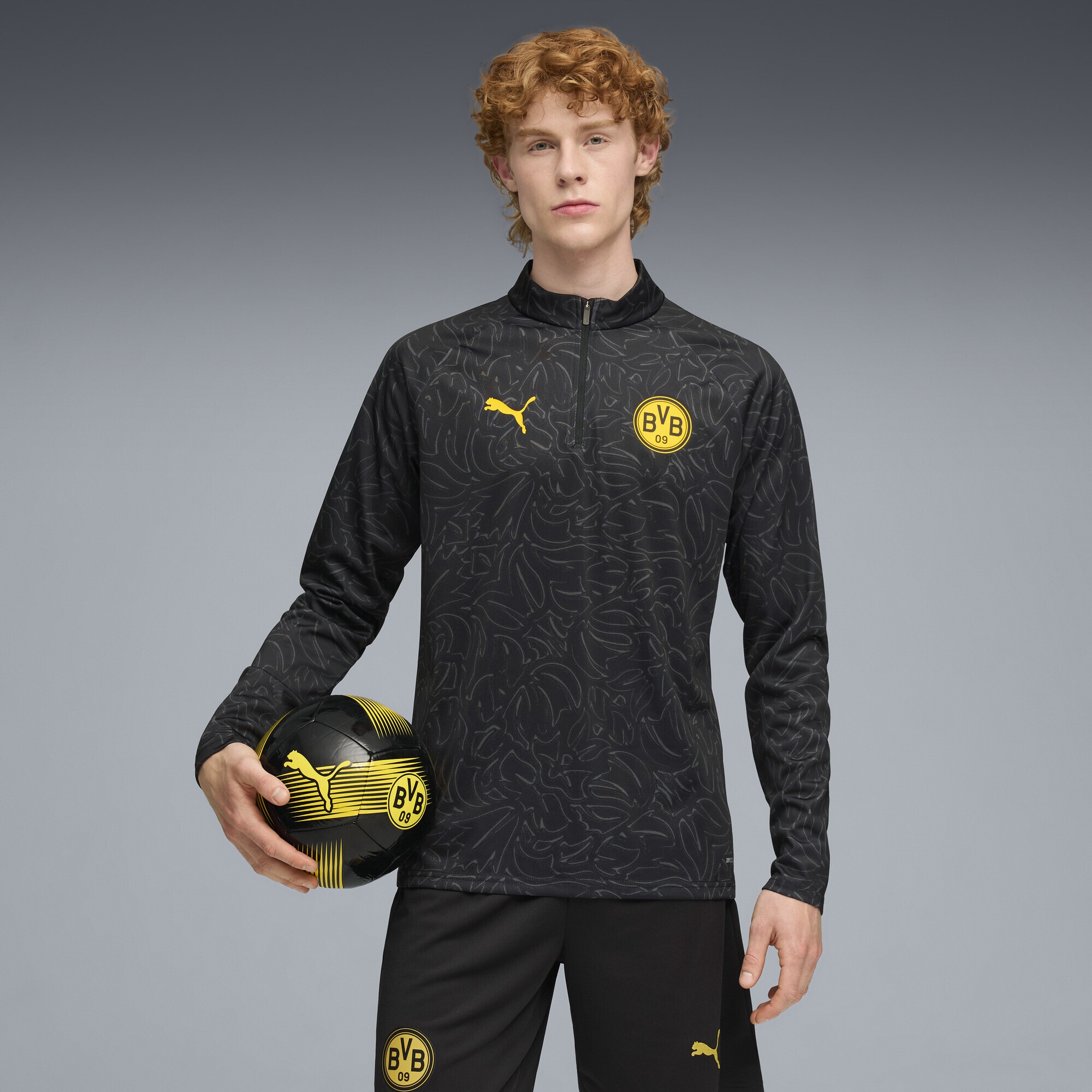 PUMA T-Shirt »Borussia Dortmund Aufwärmoberteil mit viertellangem«