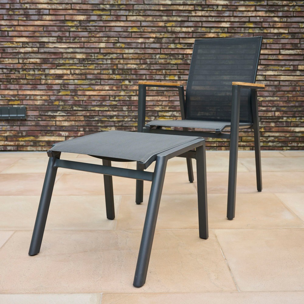 Siena Garden Hocker »BOLOGNA« Aluminiumgestell, Ranotex® Bezug, Dining Hocker anthrazit/grau