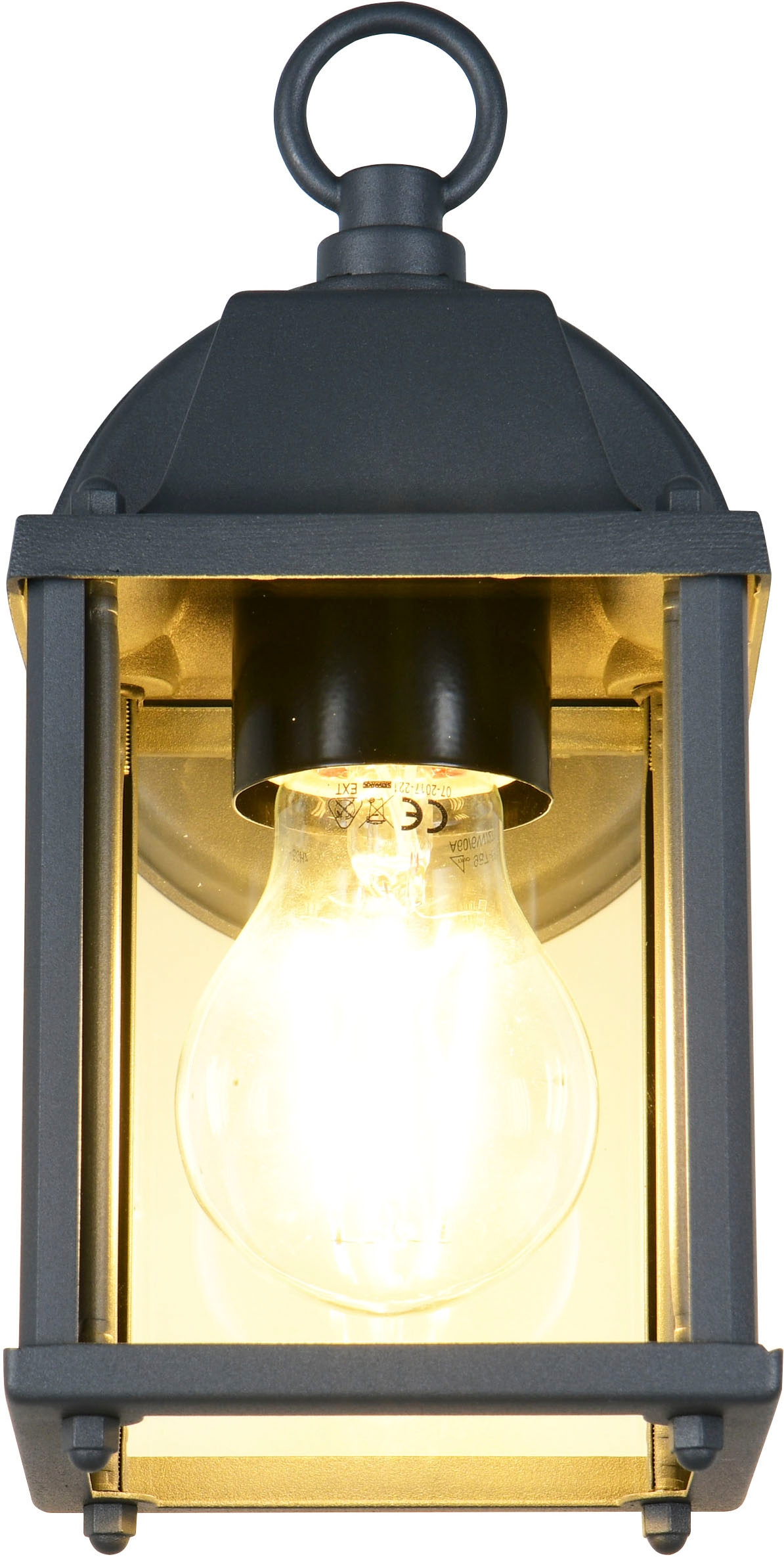 TRIO Leuchten Außen-Wandleuchte »MIRANDE, Hauswand Leuchte Laterne mit Glasschirm, exkl 1x E27 max 40W«, 1 flammig, Leuchtmittel E27 | Leuchtmittel wechselbar, IP23, Outdoor Wandlampe für wechselbare Leuchtmittel Höhe 23cm