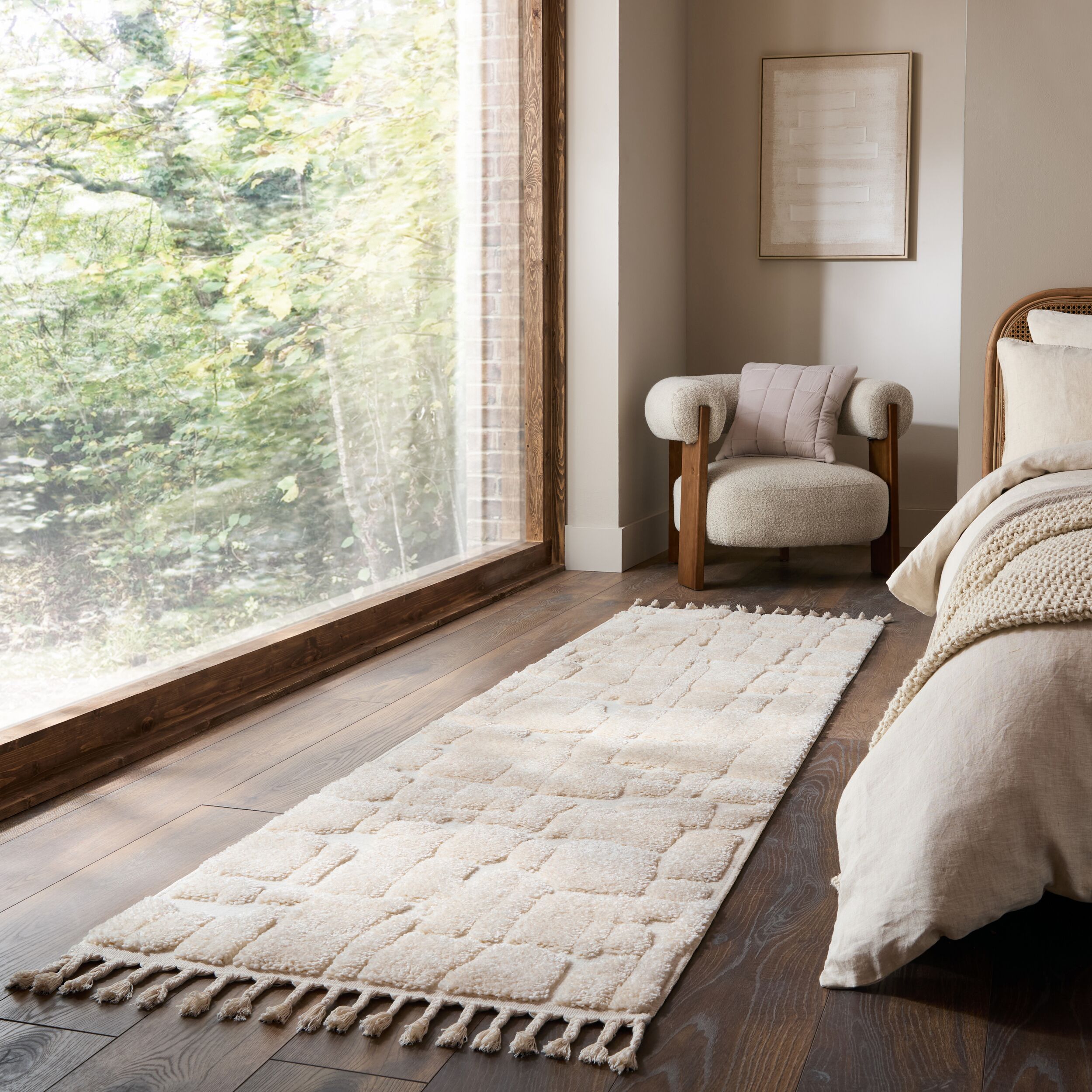 FLAIR RUGS Teppich "ESRA COBBLED" rechteckig 20 mm Höhe Woll Border Teppich, mit Muschelsaumkante