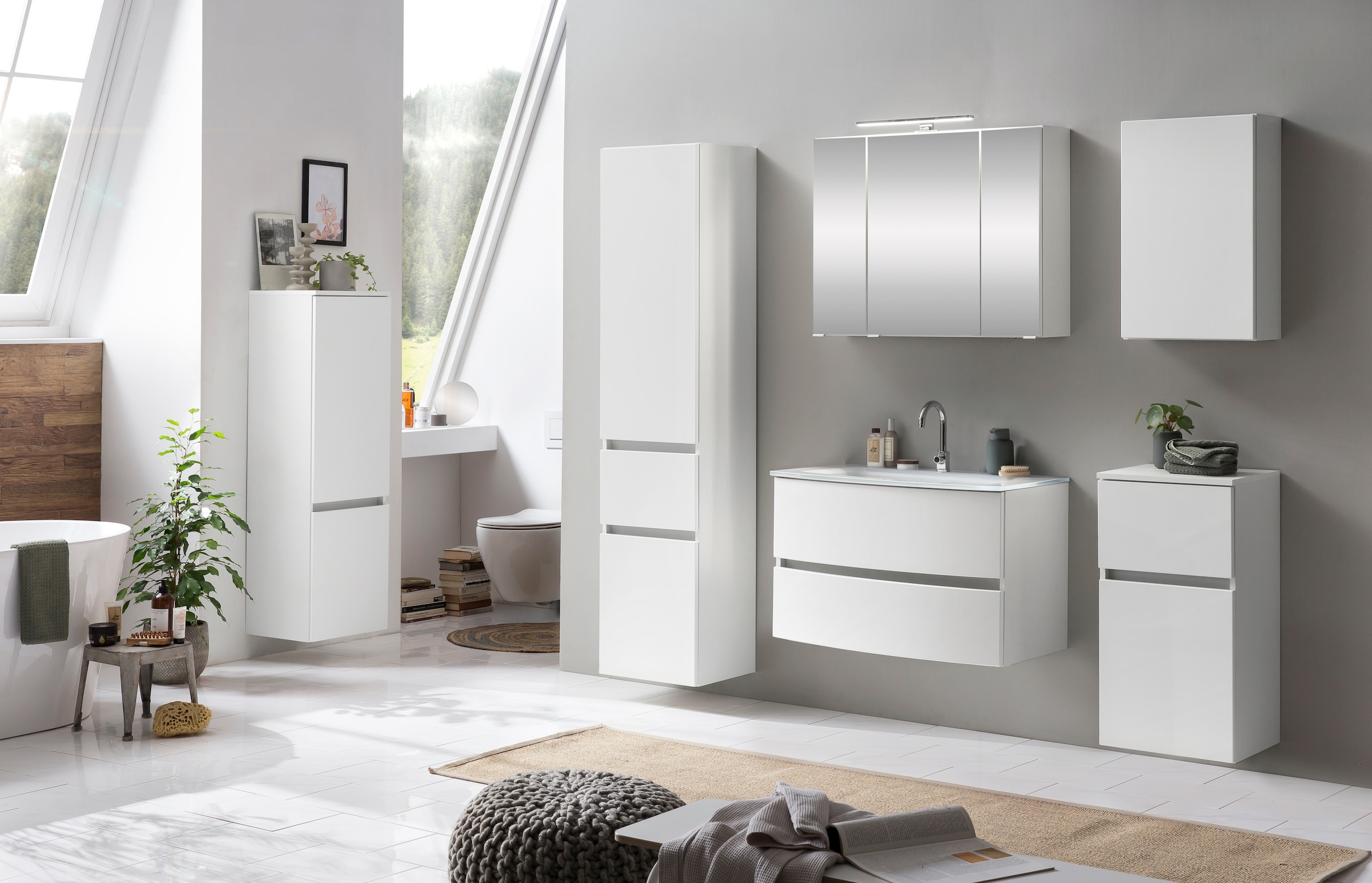 welltime Seitenschrank »Kaunas«, 40 cm breit, mit Schubkasten, Soft-Close-Funktion