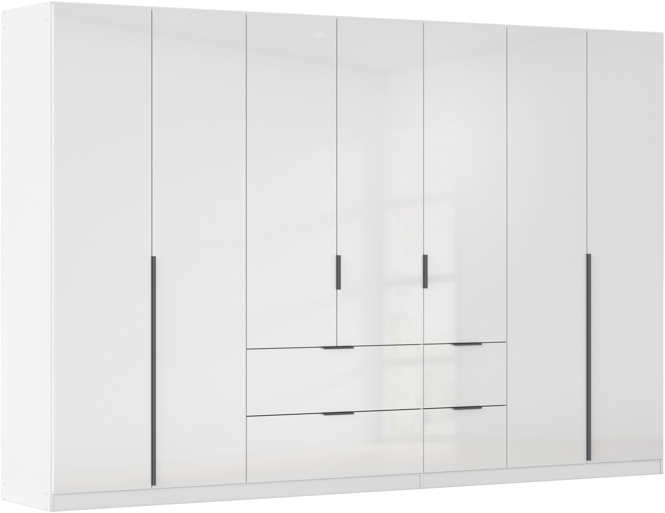 OTTO home Drehtürenschrank "Kleiderschrank Schrank Garderobe AGORDO mit Dekor- oder Hochglanzfront" in zwei Griff-Farben, Breite 315 cm, mit Außenschubkästen, Serie in 7 Breiten und 2 Höhen MADE IN GERMANY