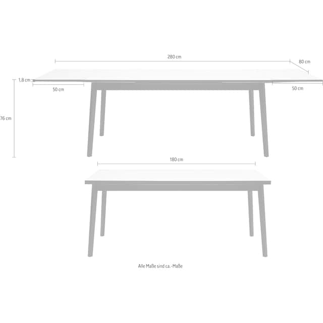 Hammel Furniture Esstisch »Basic by Hammel Single«, 180(280)x80 cm,  Tischplatte aus Melamin und Gestell in Massivholz kaufen | BAUR