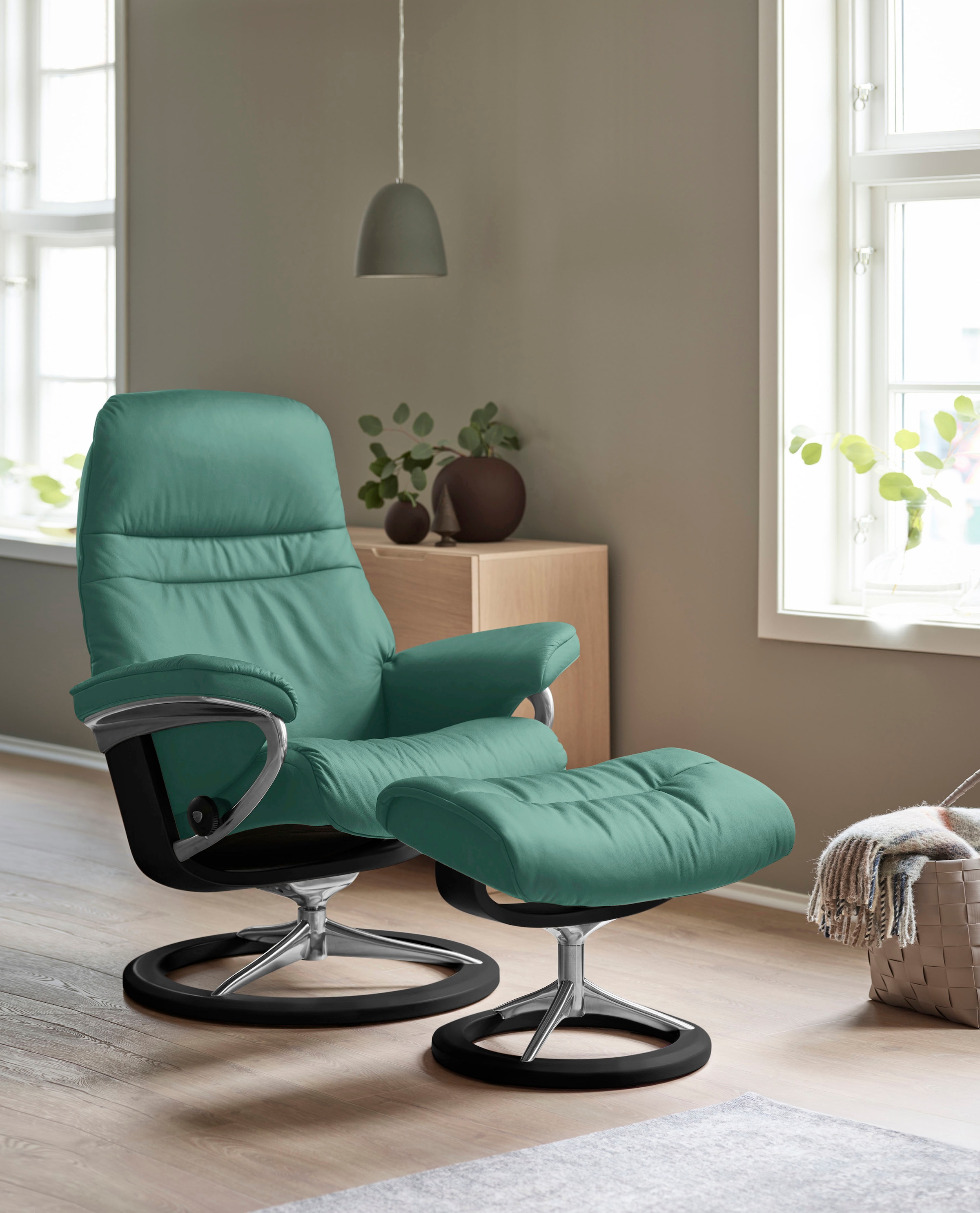 Stressless Relaxsessel "Sunrise" mit Signature Base, Größe M, Gestell Schwarz, in 2 Lederqualitäten lieferbar