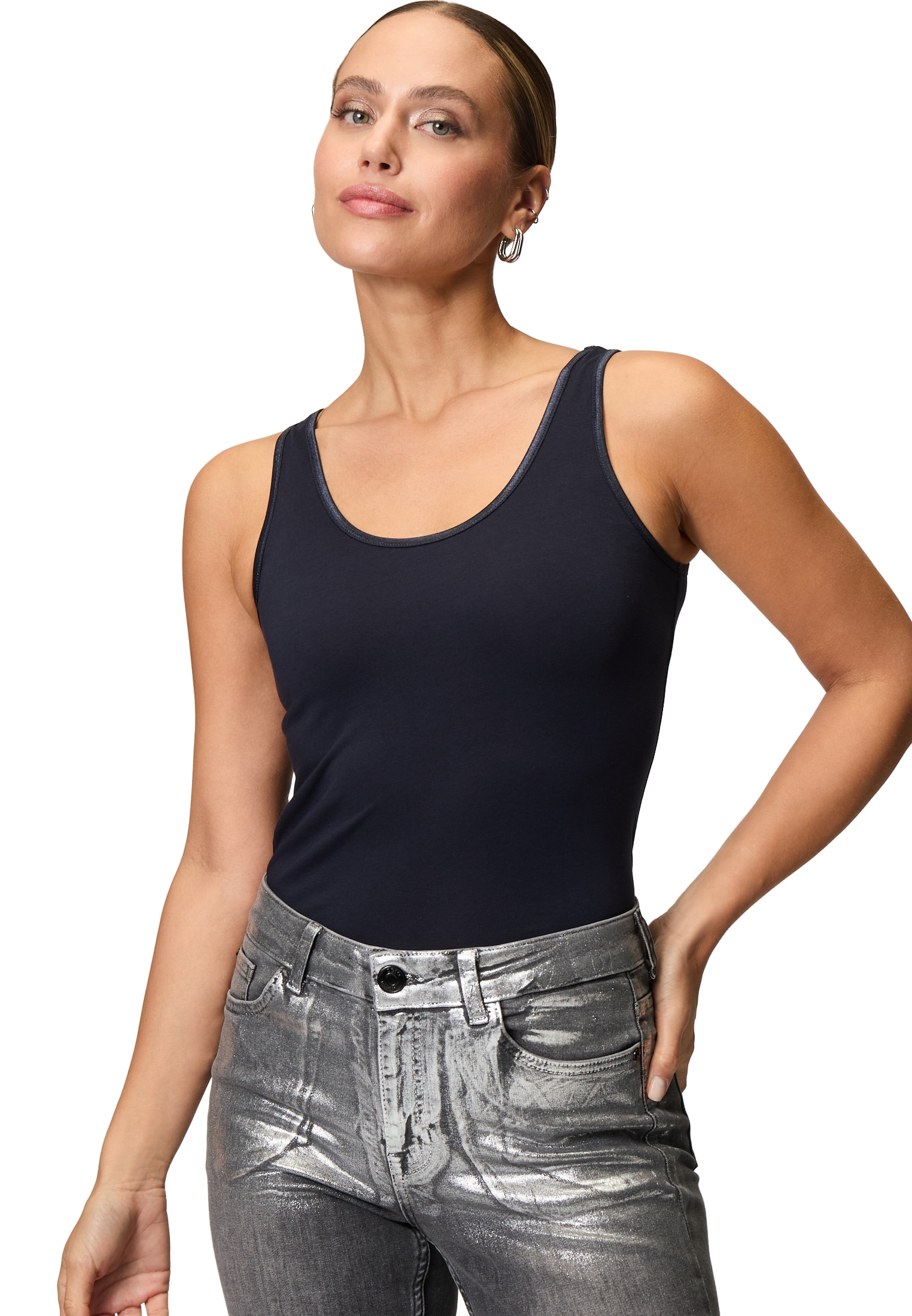 Zero Tanktop "zero Damen Baumwoll-Top mit Rundhalsausschnitt", weiteres Det günstig online kaufen