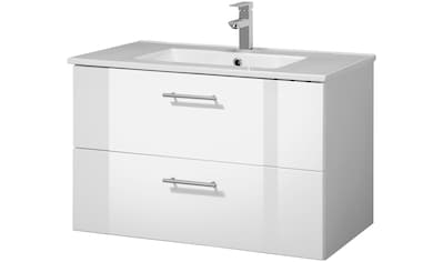 Waschtisch »Trento«, Badmöbel in Breite 80 cm, Waschplatz mit 2 Schubladen, Badschrank